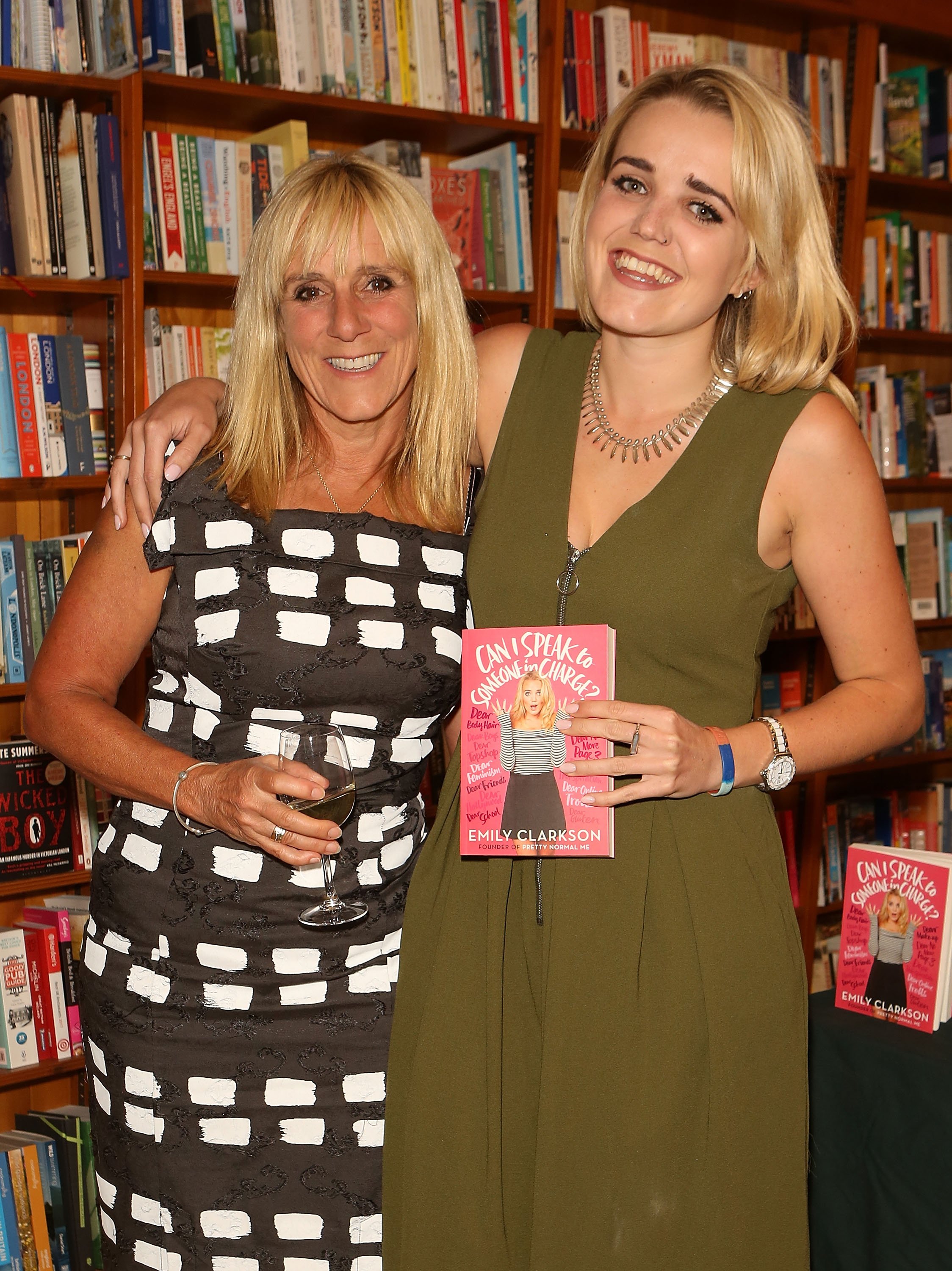  Frances Cain and Emily Clarkson pose at the launch of Emily Clarkson's first book 'Can I Speak to Someone in Charge?' at Daunt Books on July 13, 2017, in London, England | Source: Getty Images