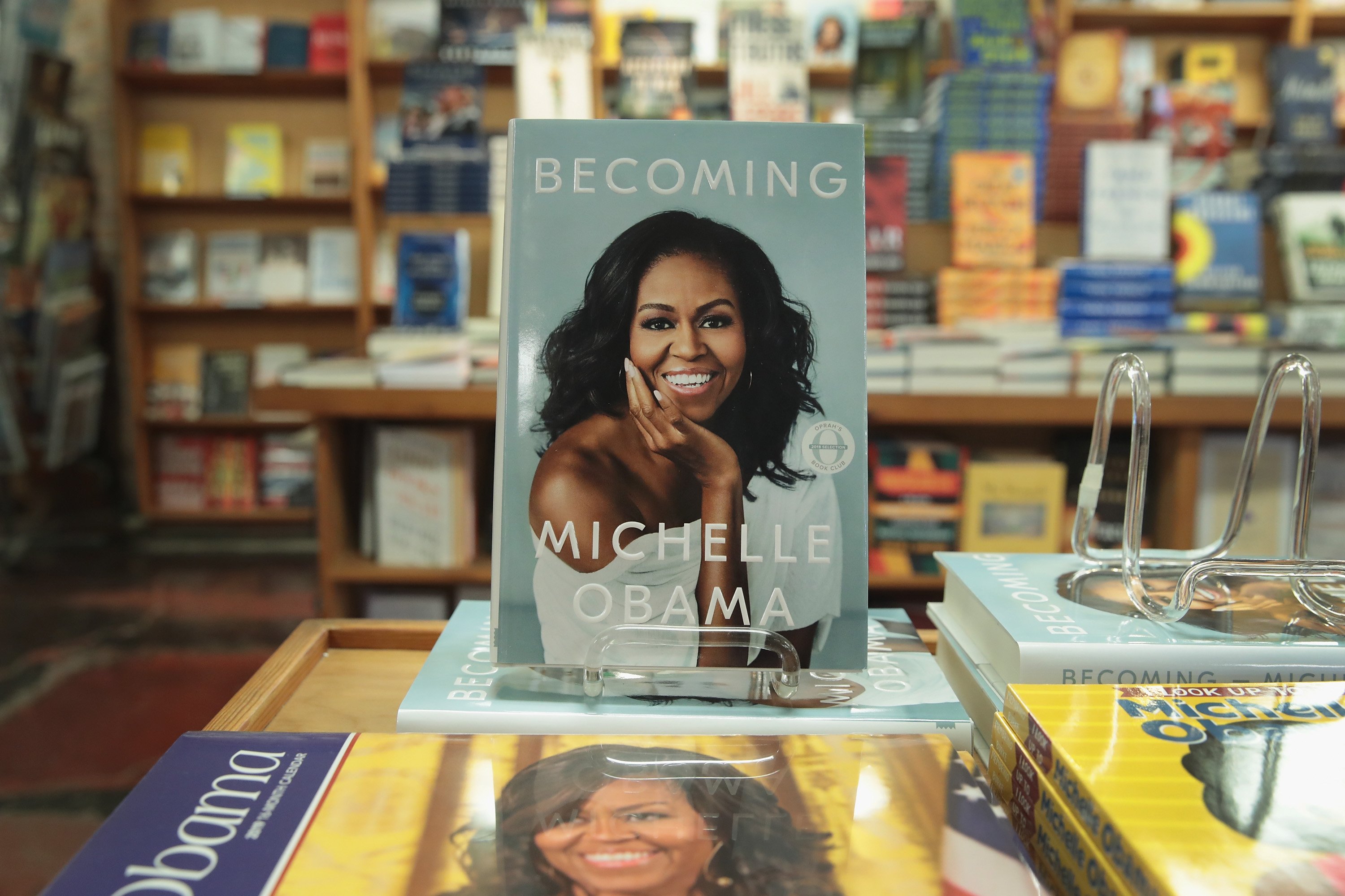 " Becoming", a book by former first lady Michelle Obama, is displayed at the 57th Street Books bookstore on November 13, 2018, in Chicago, Illinois. | Source: Getty Images.