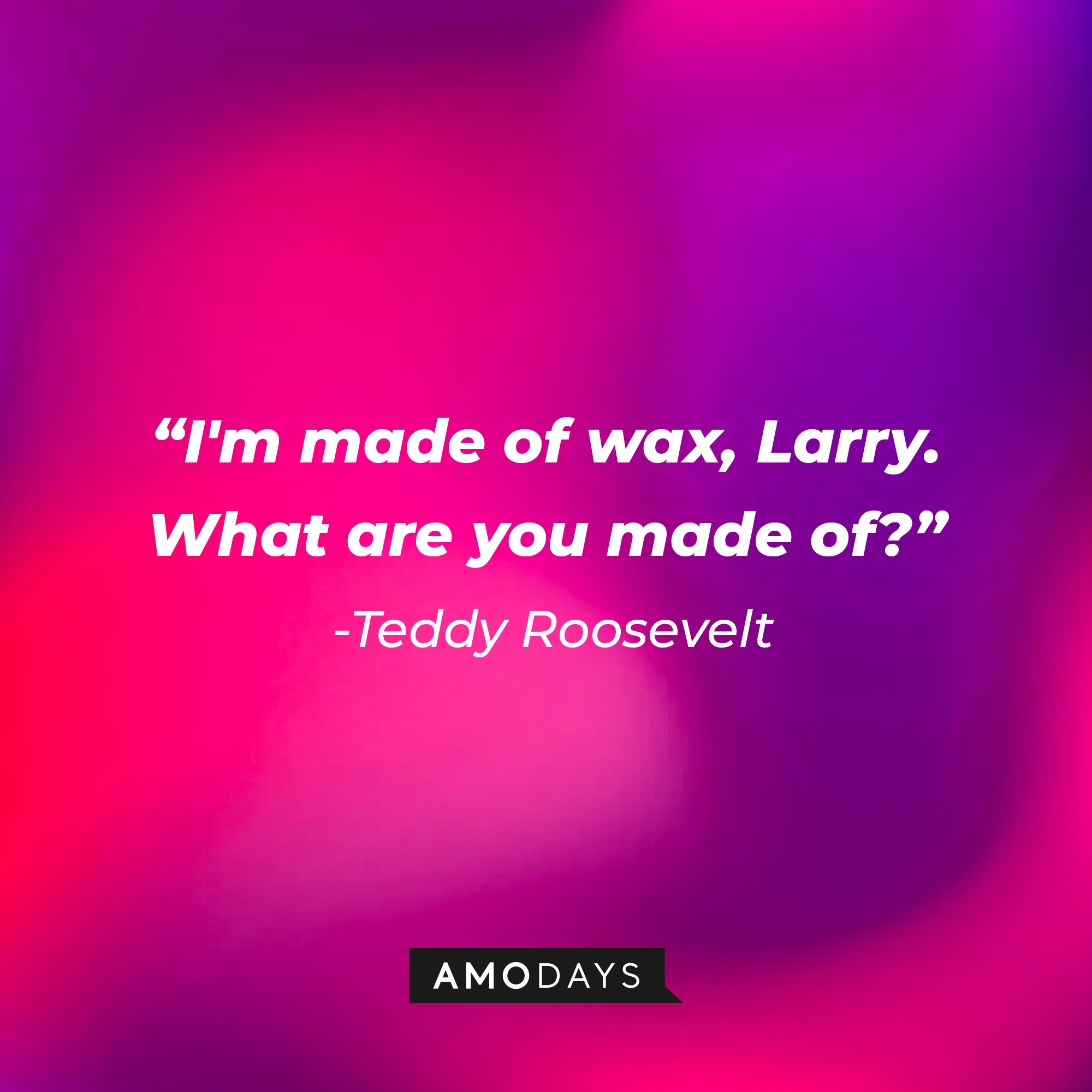 Teddy Roosevelt's quote: “I'm made of wax, Larry. What are you made of?” | Source: Amodays