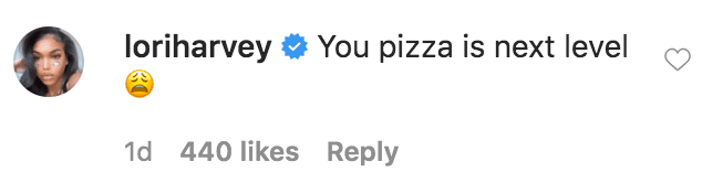 Lori Harvey commented on a Marjorie Harvey’s video of Steve Harvey eating her homemade pizza |Source: Instagram.com/marjorie_harvey