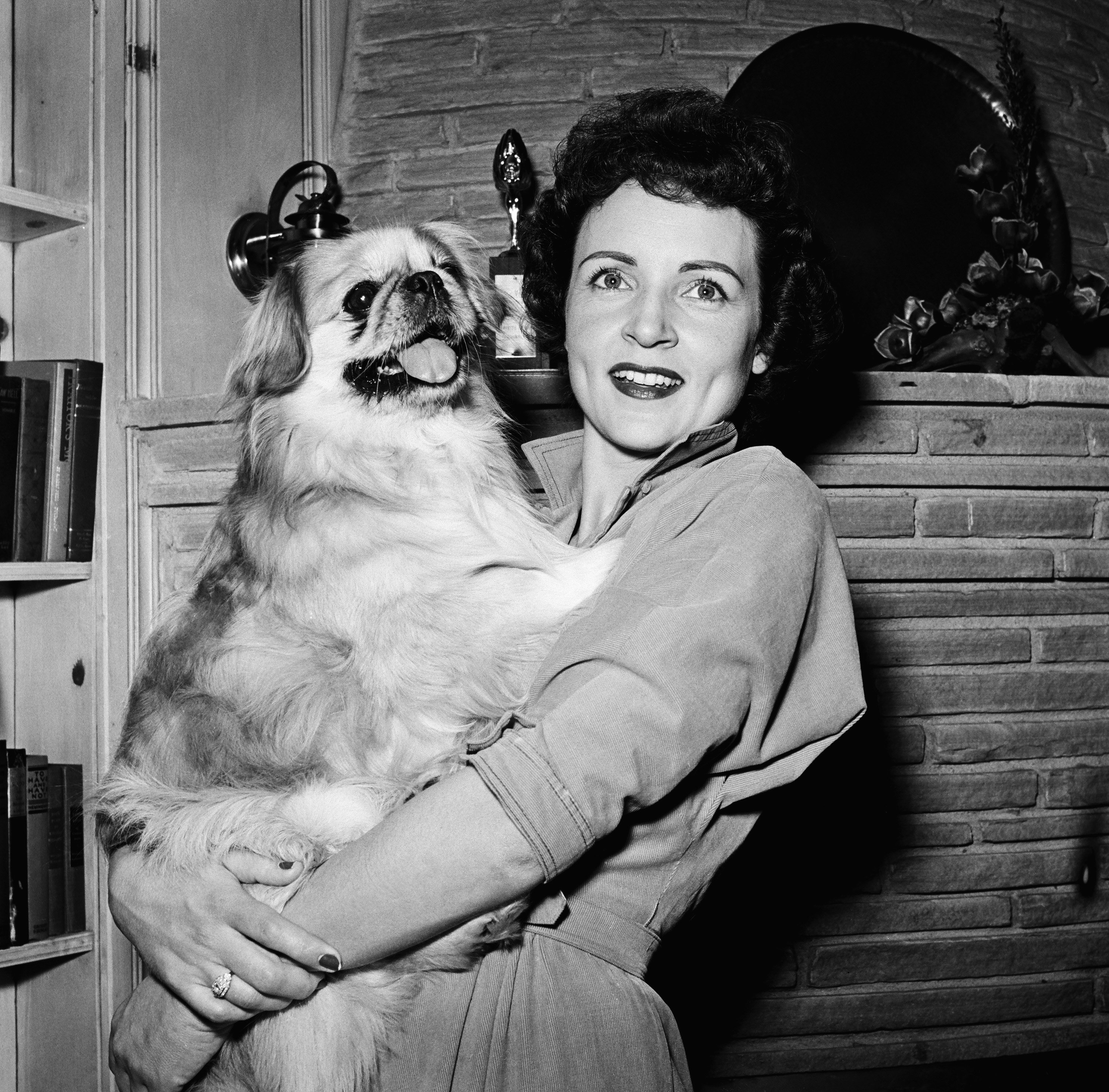 Betty White with her dog Bandy in her home in 1954 | Source: Getty Images