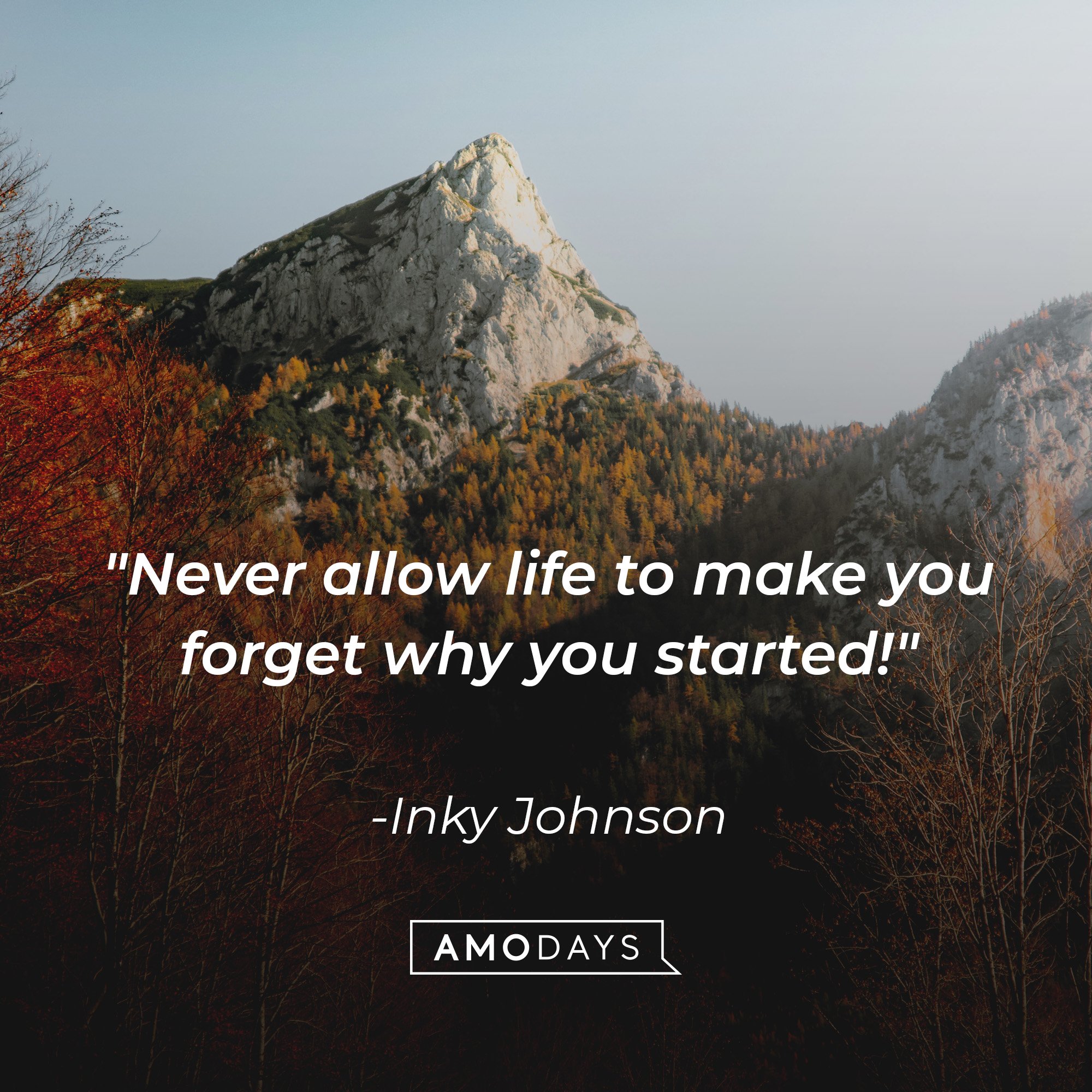 Inky Johnson's quote: "Never allow life to make you forget why you started!" | Image: AmoDays