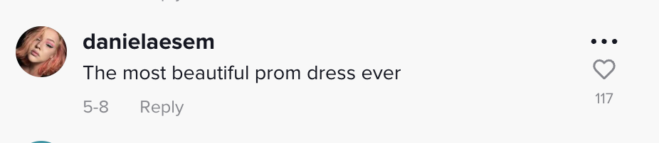 Der Kommentar eines Fans zu Jayden Shatzers TikTok-Post, in dem sie erzählt, wie ihre Großmutter für ihr Abschlussballkleid am 24. Februar 2023 gespart hat | Quelle: TikTok/luvjaydens