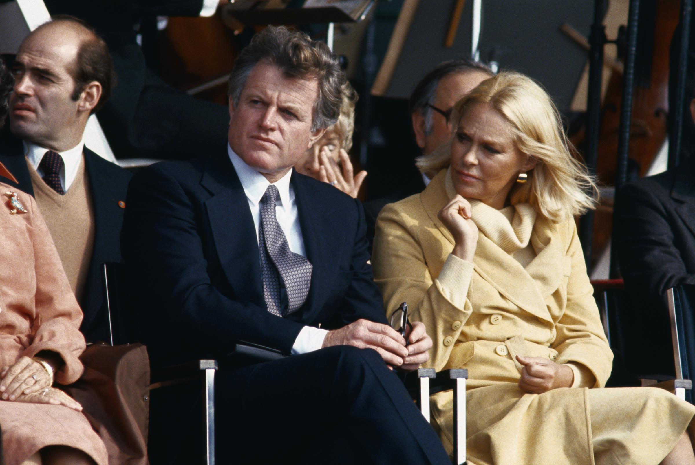 United States Senator Edward Kennedy sits with his wife, Joan, at a John F. Kennedy Library dedication on October 20, 1971. | Source: Getty Images