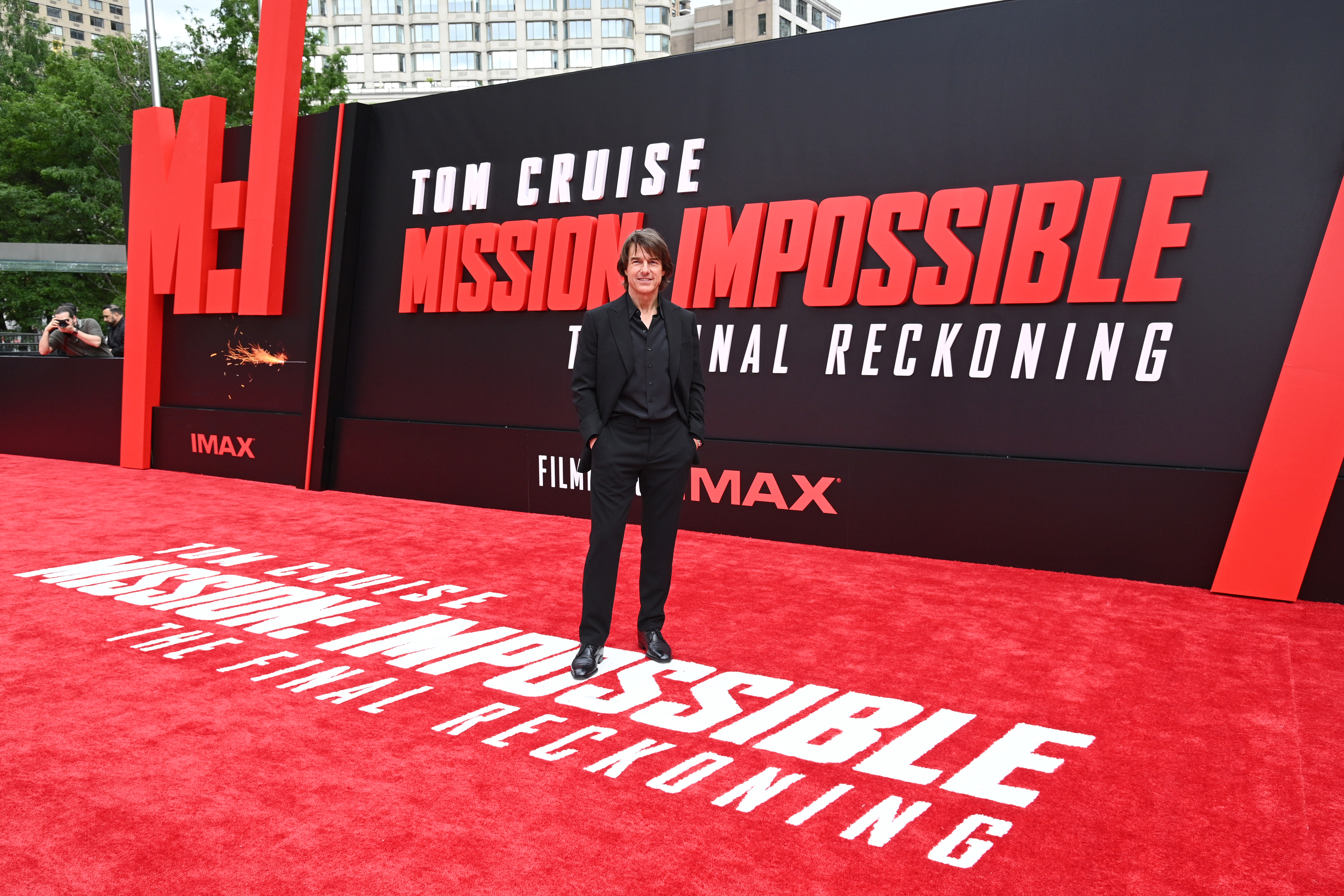 Tom Cruise arrives at the premiere of "Mission: Impossible – The Final Reckoning" at Lincoln Center Plaza in New York on May 18, 2025 | Source: Getty Images