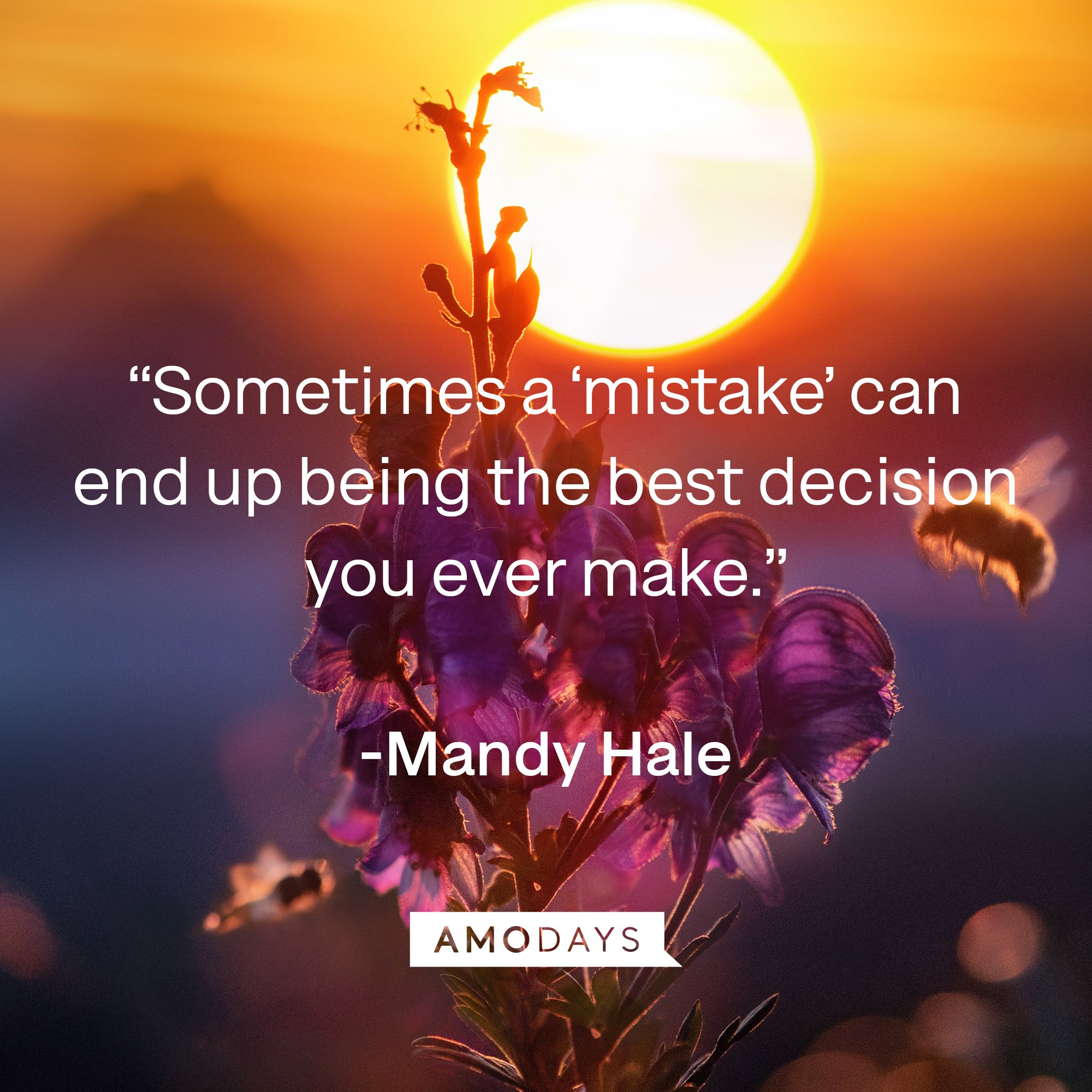  Mandy Hale's quote: “Sometimes a ‘mistake’ can end up being the best decision you ever make.”  | Image: AmoDays