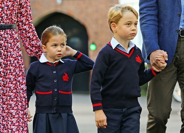  Princess Charlotte arrives for her first day of school at Thomas's Battersea in London, with her brother Prince George and her parents the Duke and Duchess of Cambridge on September 5, 2019 in London, England | Photo: Getty Images