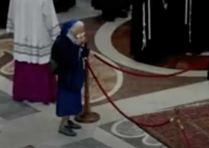 Sister Genevieve during Pope Francis's funeral. | Source: YouTube/TheIndependent