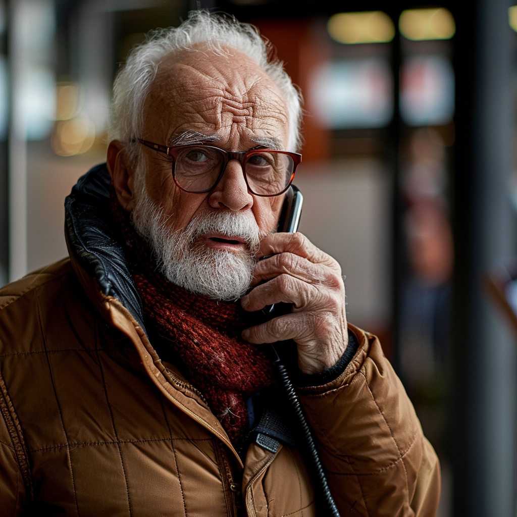 Older man on the phone | Source: Midjourney