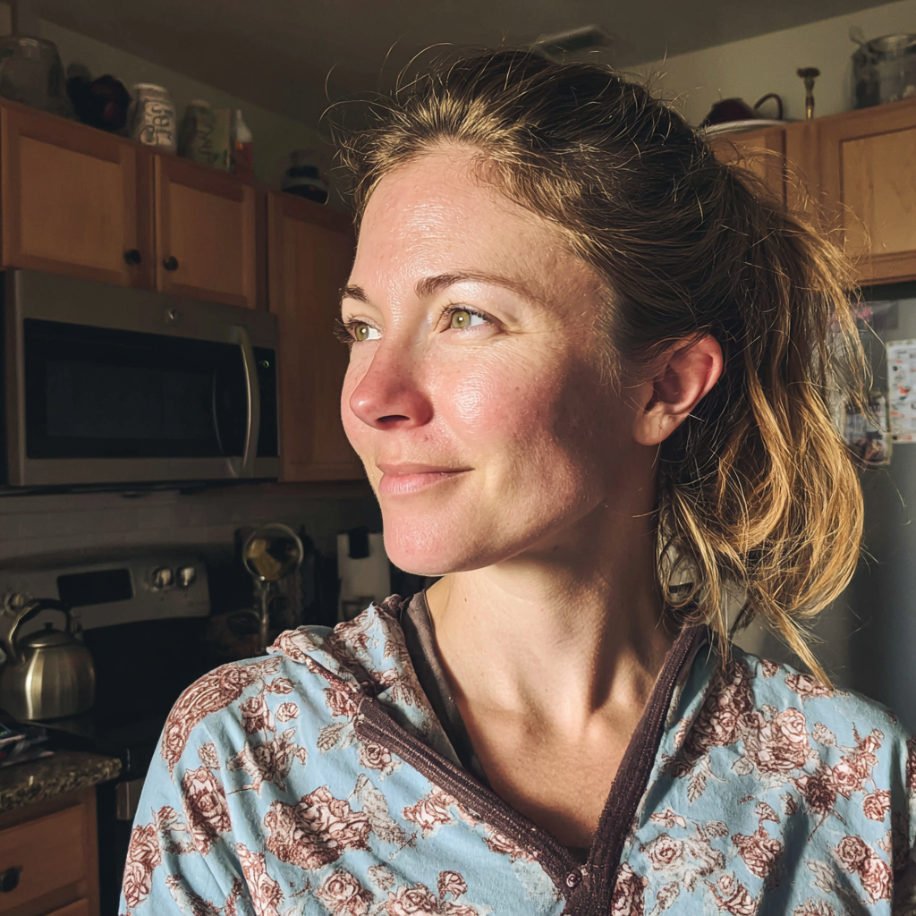 A smiling woman standing in a kitchen | Source: Midjourney