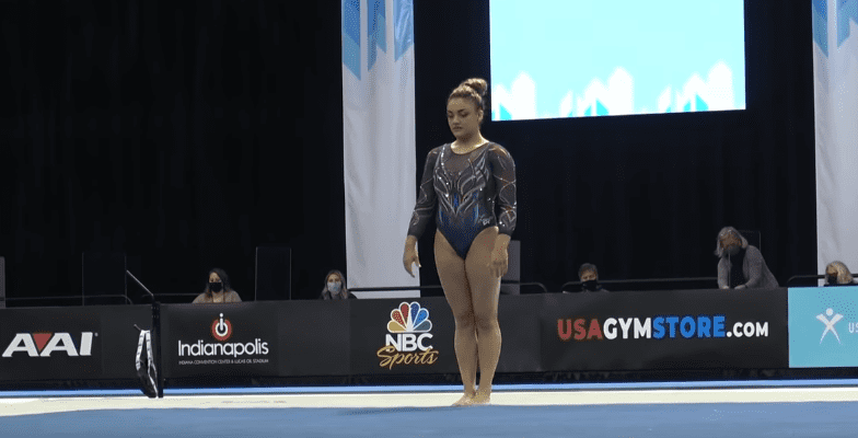 Laurie Hernandez during a gymnastic perfomance | Source: YouTube/USA Gymnastics.