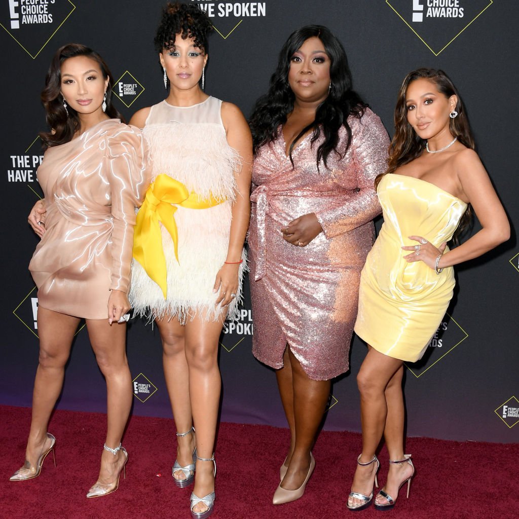 Jeannie Mai, Tamera Mowry-Housley, Loni Love and Adrienne Houghton at E! People's Choice Awards on November 10, 2019, in Santa Monica, California. | Source: Getty Images 
