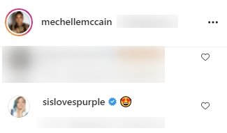 Simone Smith's comment under Mechelle McCain's post. | Photo: Instagram/@mechellemccain