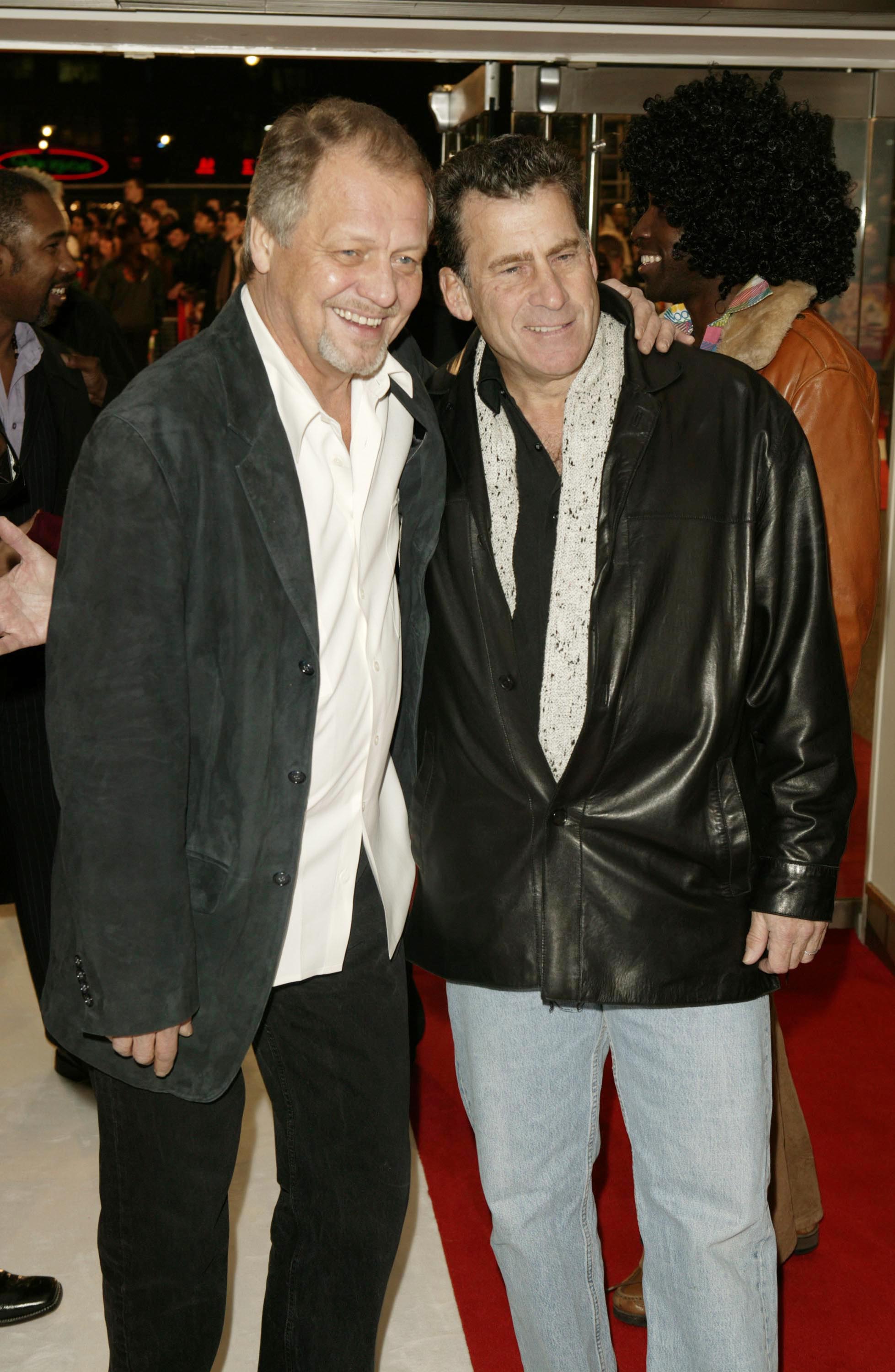 David Soul and Paul Michael Glaser at the UK Premiere of TV series "Starsky And Hutch" on March 11, 2004 in London | Source: Getty Images