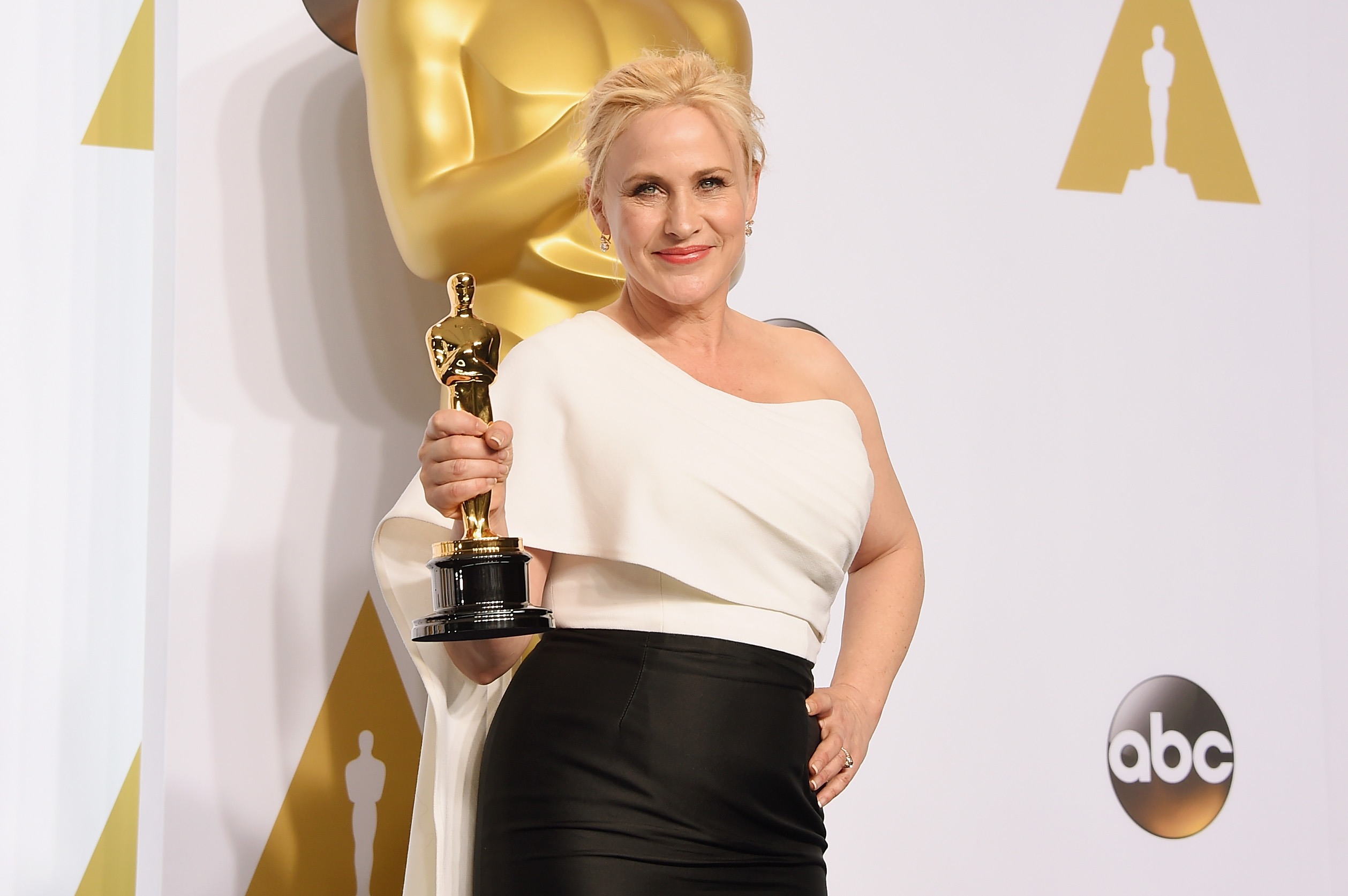 Patricia Arquette winner of the award for Best Actress in a Supporting Role for 'Boyhood' poses in the press room during the 87th Annual Academy Awards on February 22, 2015 in Hollywood, California. | Source: Getty Images
