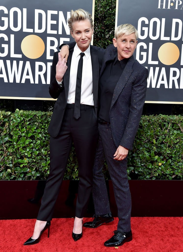 Portia de Rossi and Ellen DeGeneres attend the 77th Annual Golden Globe Awards | Getty Images