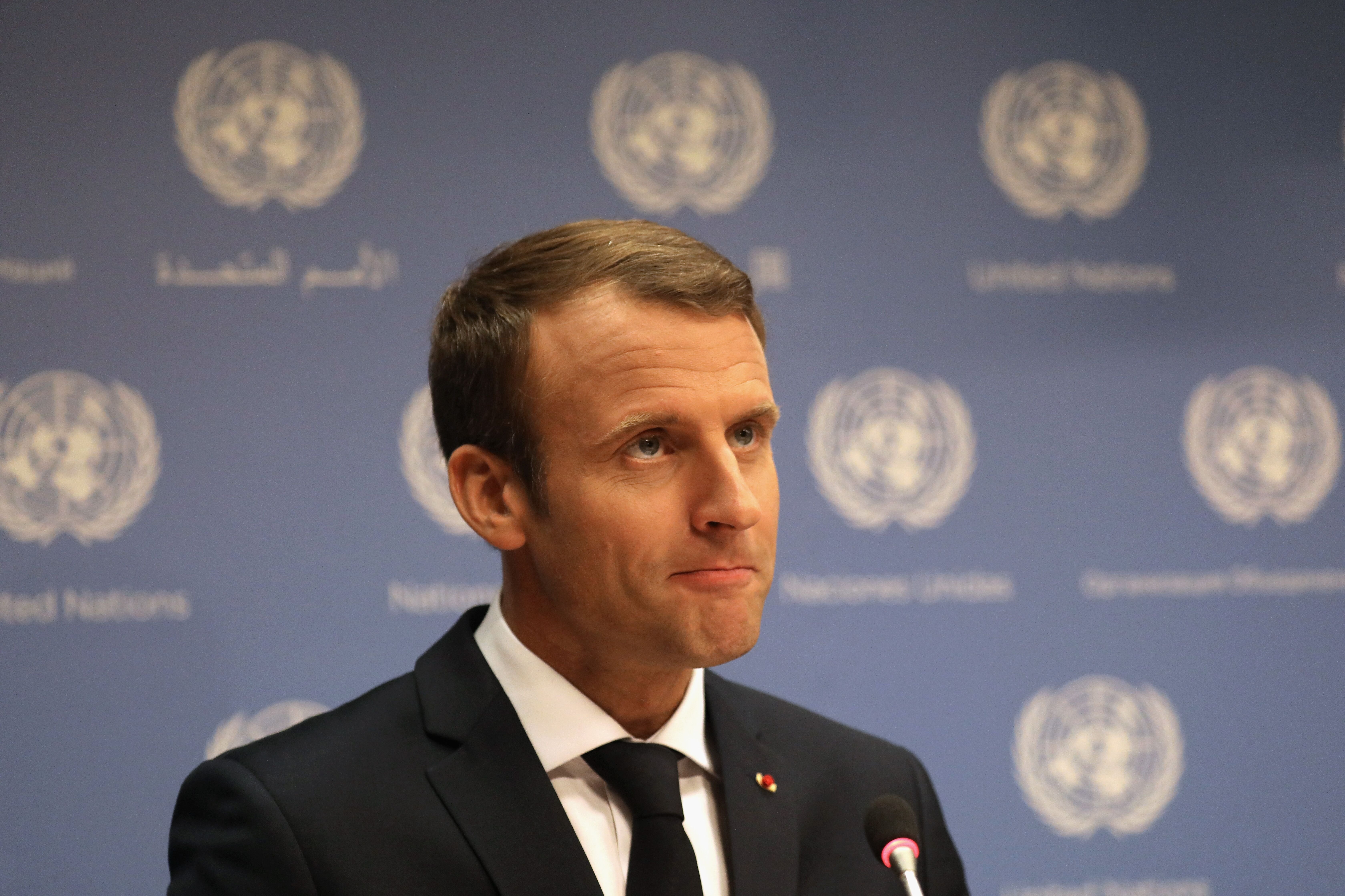Le Président français Emmanuel Macron tient une conférence de presse aux Nations Unies le 19 septembre 2017 à New York. | Photo : Getty Images