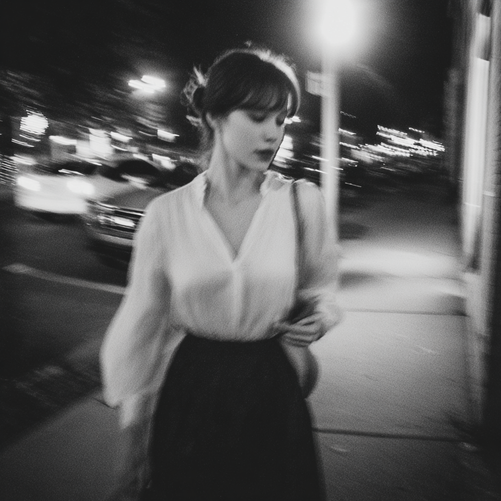 A woman walking on a sidewalk | Source: Midjourney