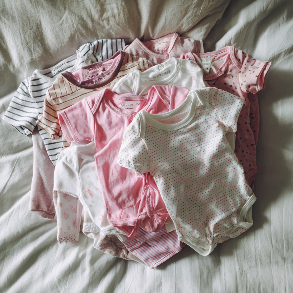 A pile of baby onesies | Source: Midjourney