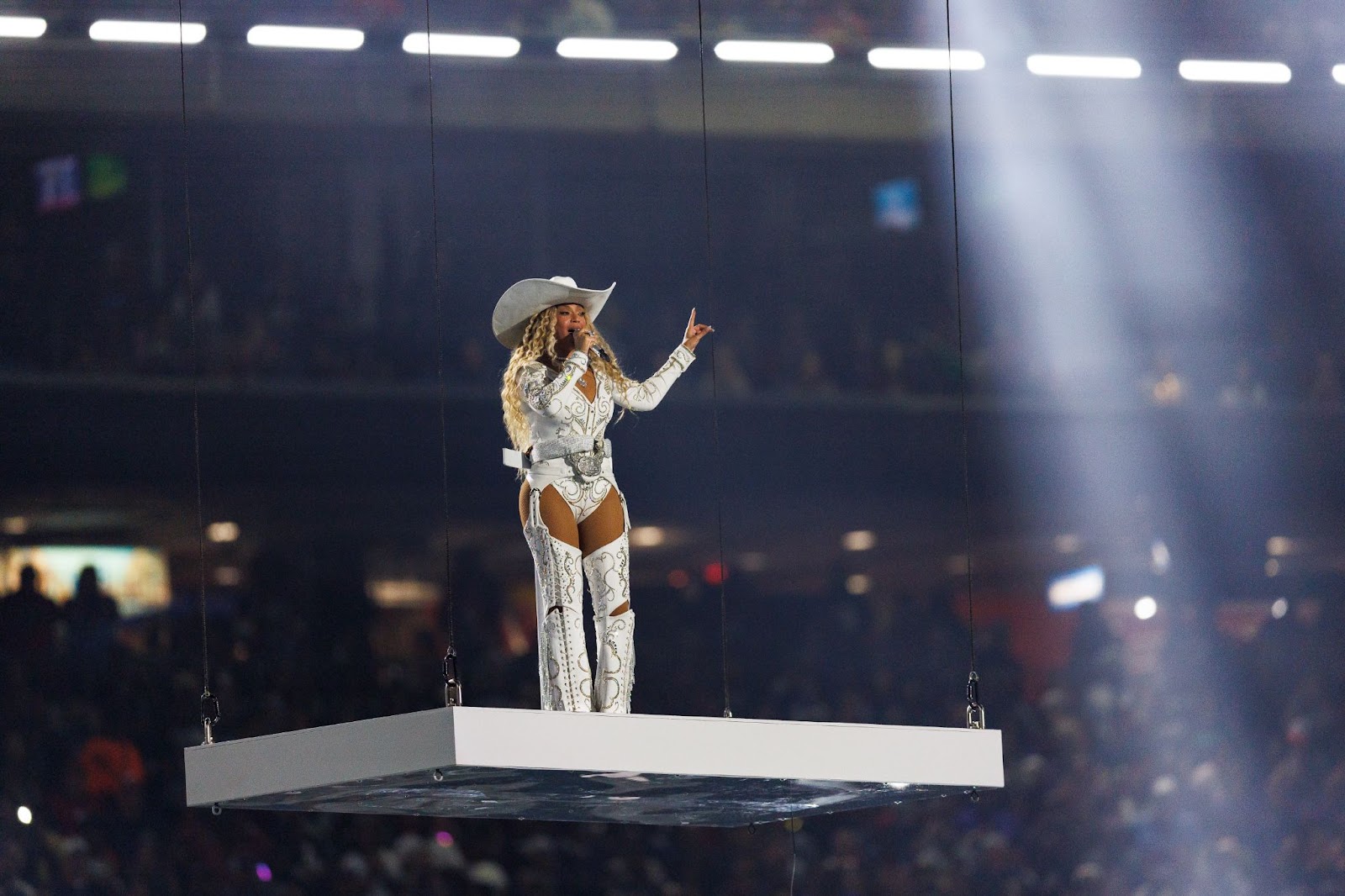 Beyoncé during her halftime NFL football performance at NRG Stadium on December 25, 2024, in Houston, Texas. | Source: Getty Images