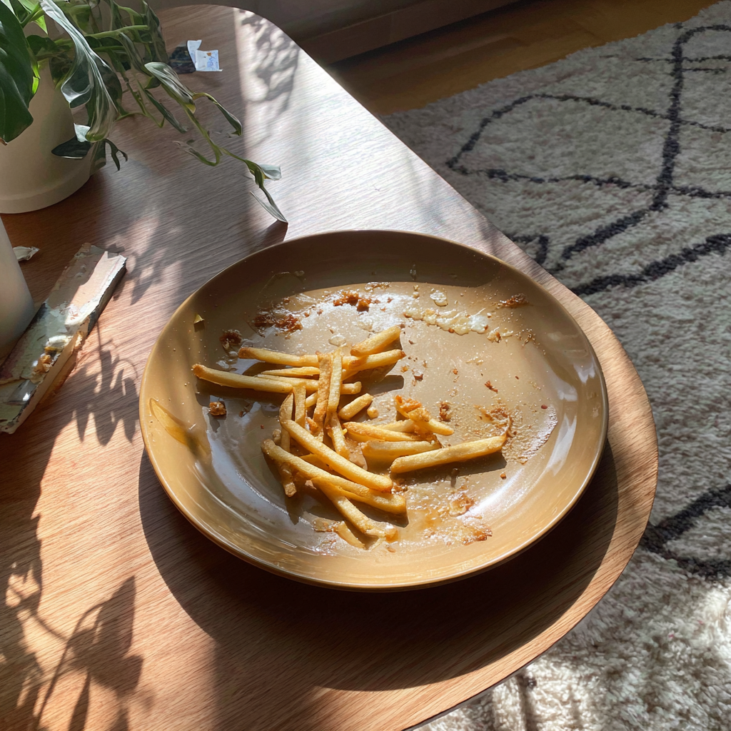 A plate on a coffee table | Source: Midjourney