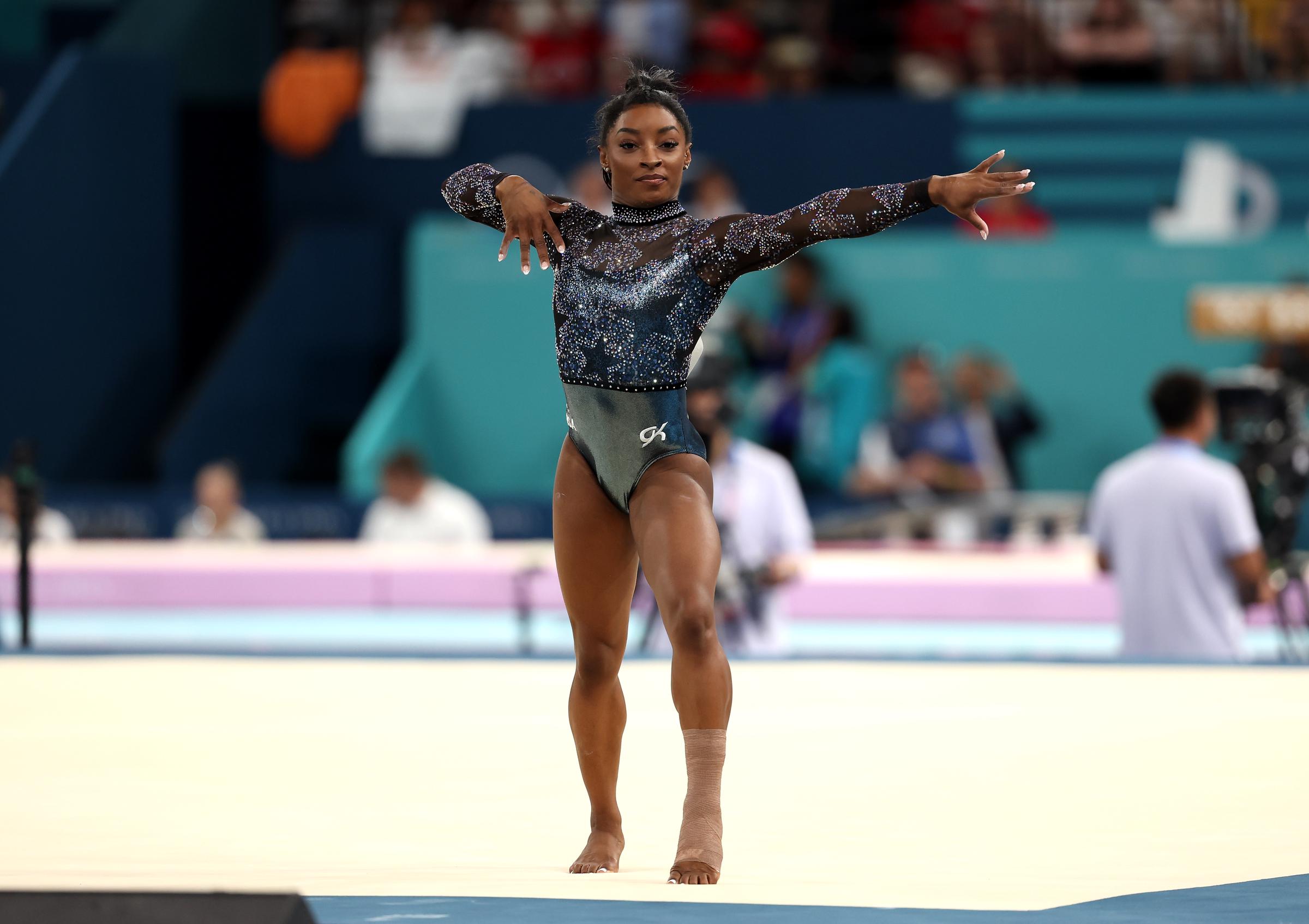 Simone Biles during the Artistic Gymnastics Women's Qualification in Paris, France on July 28, 2024 | Source: Getty Images