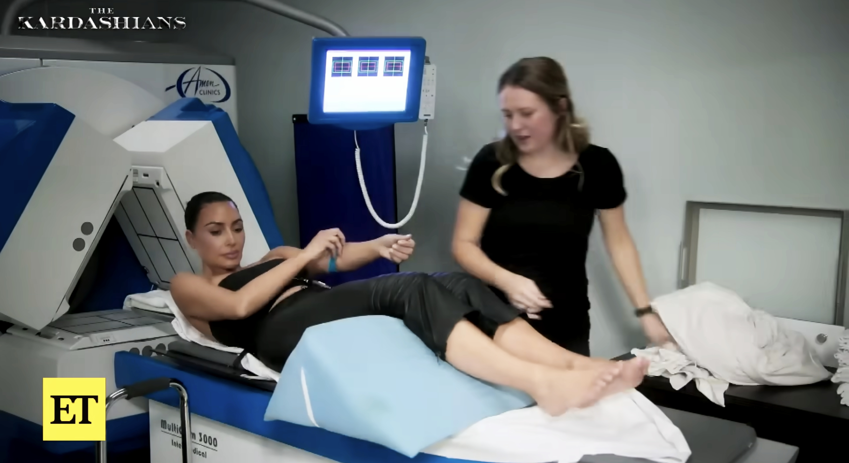 Kim Kardashian completing a medical scan at Amen Clinics, as posted on October 24, 20255 | Source: YouTube/EntertainmentTonight