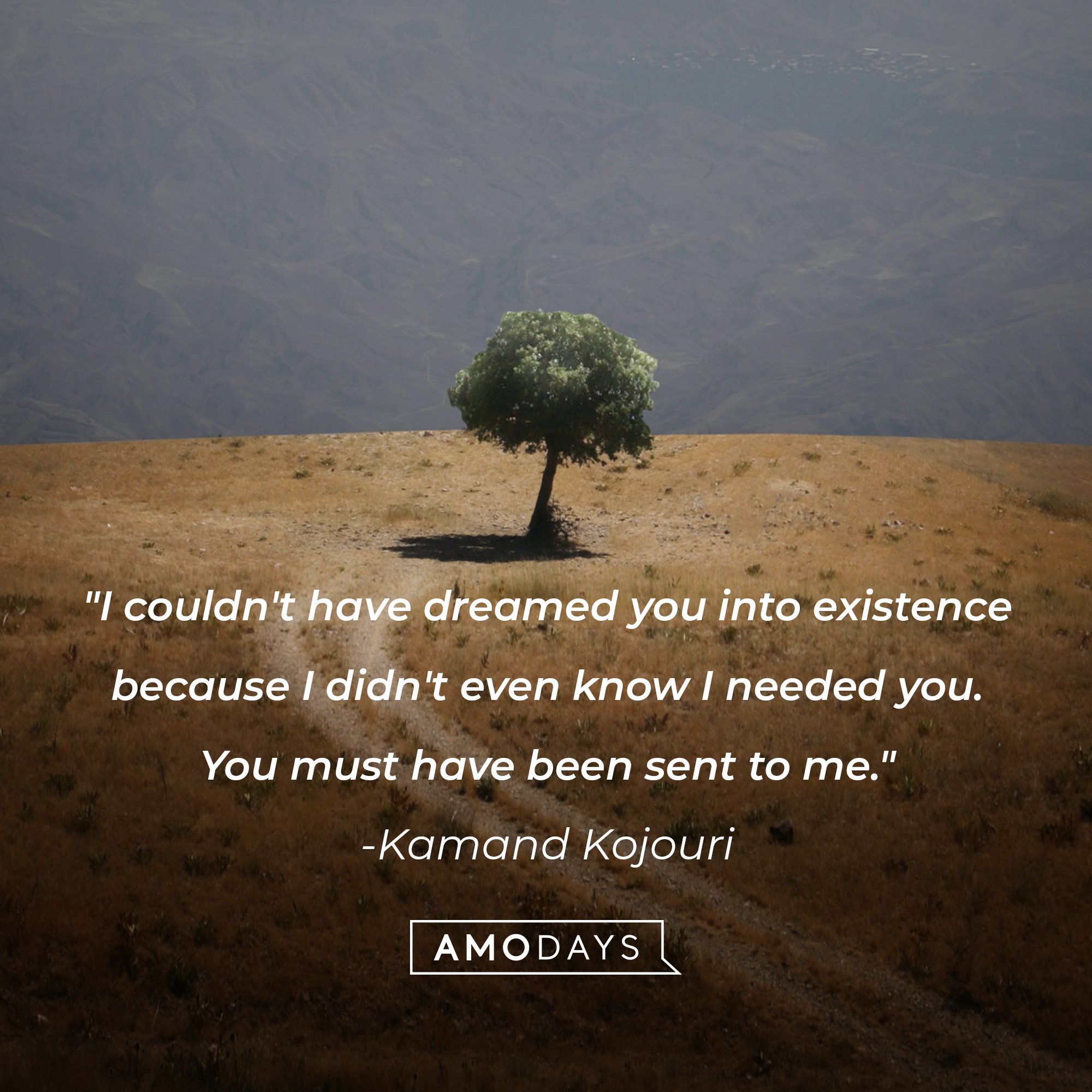 Kamand Kojouri’s quote: "I couldn't have dreamed you into existence because I didn't even know I needed you. You must have been sent to me." | Image: AmoDays