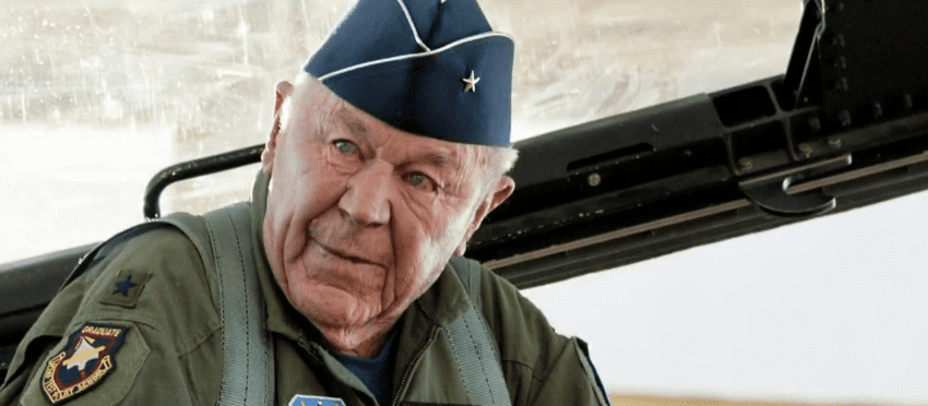Photo of Chuck Yeager, the first person to break the sound barrier. | Photo: Youtube /  CBS Sacramento