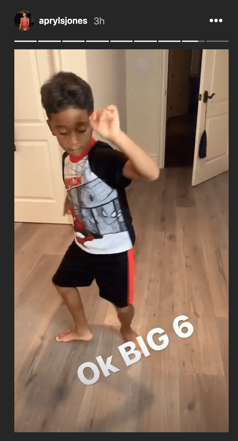 Apryl Jones takes a video on her Instagram story of son Megaa Grandberry dancing on birthday | Source: instagram.com/aprylsjones