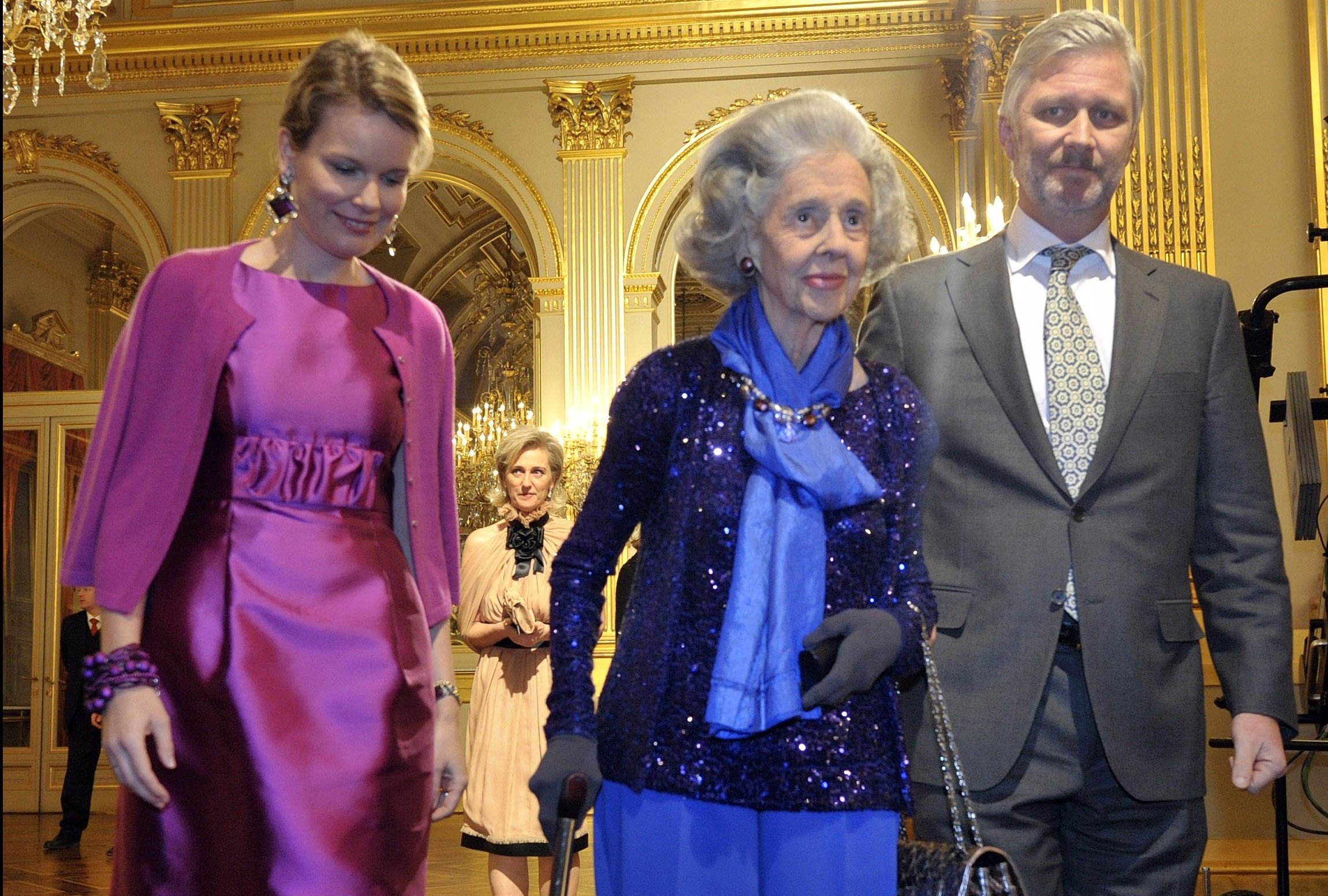 Princesa Mathilde, Reina Fabiola y Príncipe Philippe de Bélgica en Palacio Real de Bruselas en 2009. | Foto: Getty Images