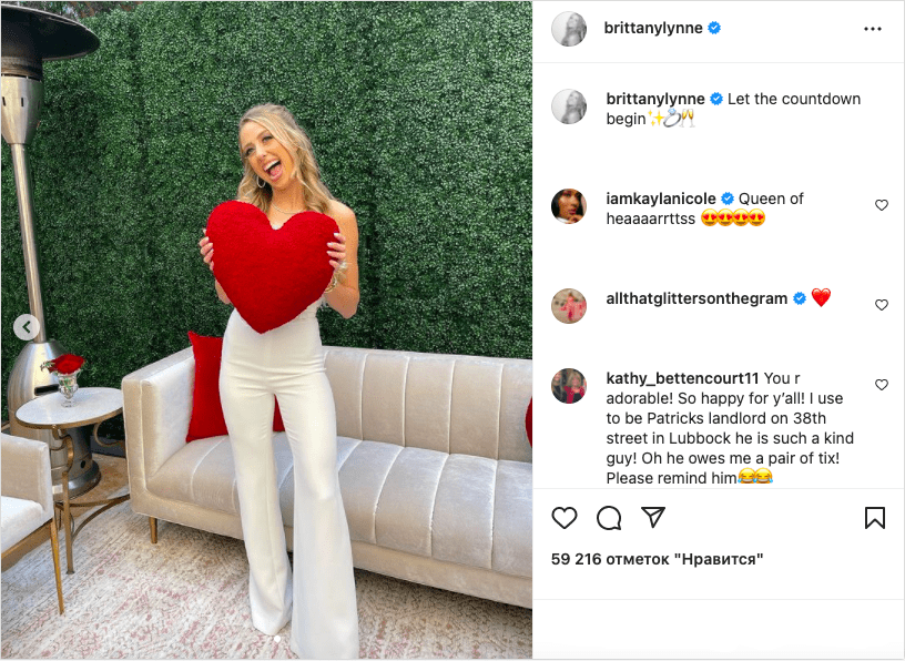 Brittany Lynne posing in new photo in a bride-inspired-white ensemble and teasing wedding countdown| Instagram: @brittanylynne