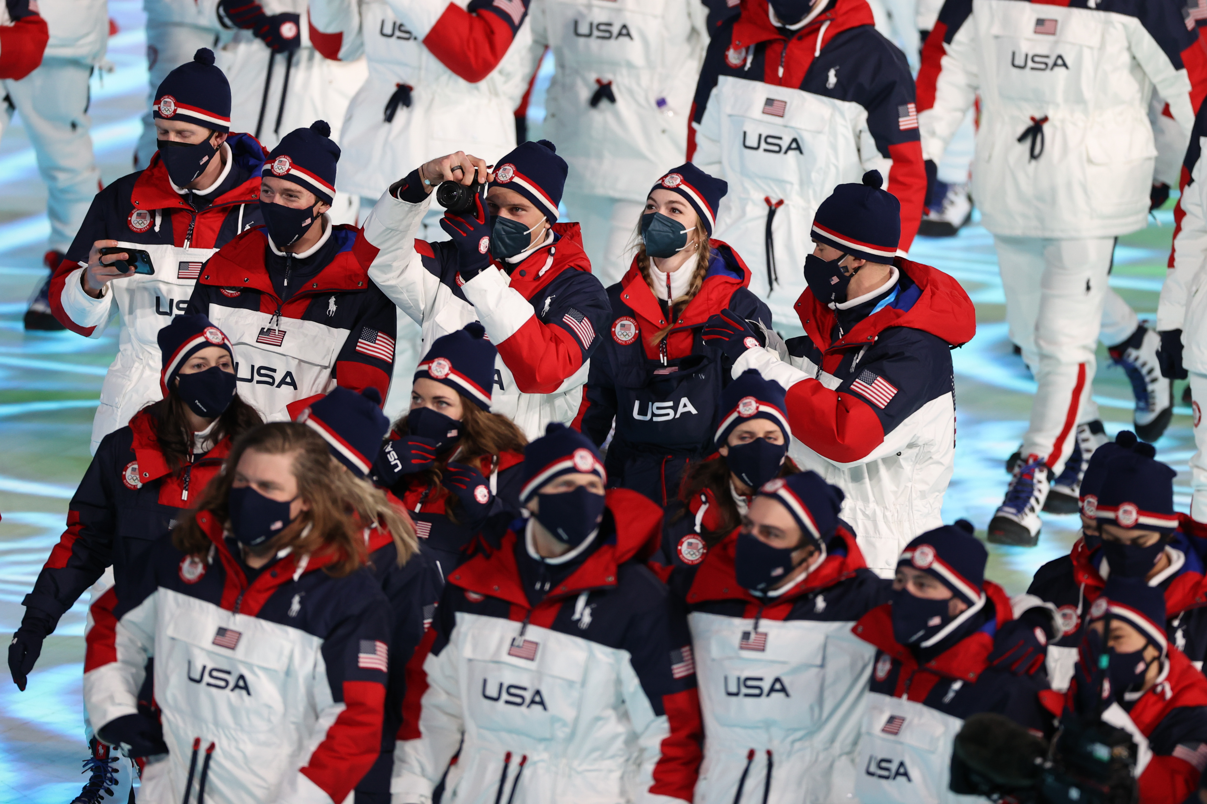Members of Team United States enter the stadium during the Opening Ceremony of the Beijing Winter Olympic on February 4, 2022 in China | Source: Getty Images