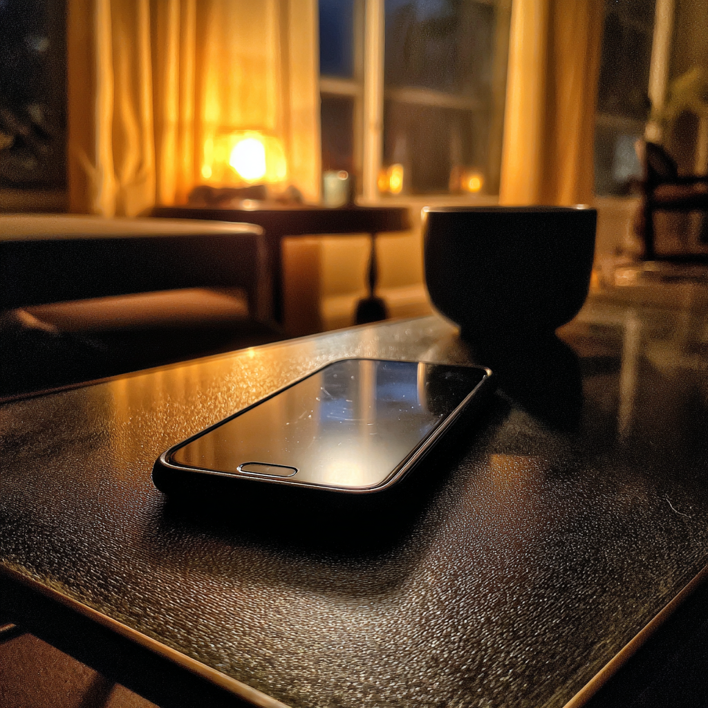 A cellphone on a table | Source: Midjourney