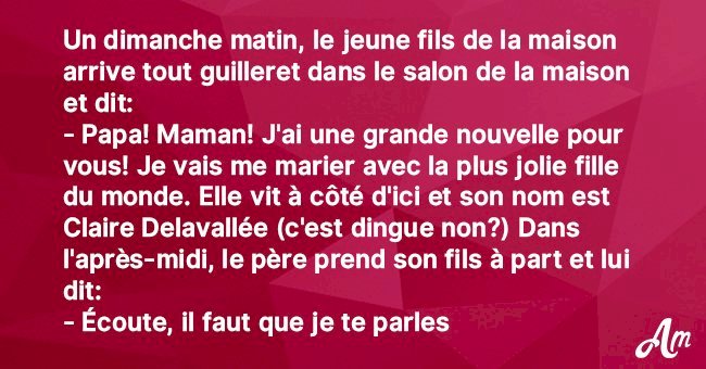 Son fils voulait présenter sa fiancée mais découvrit beaucoup de choses sur son père et sa mère.