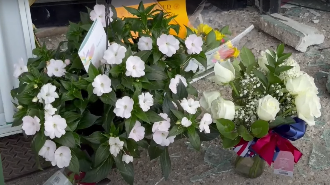 Flowers at the crash site | Source: YouTube / New York Post