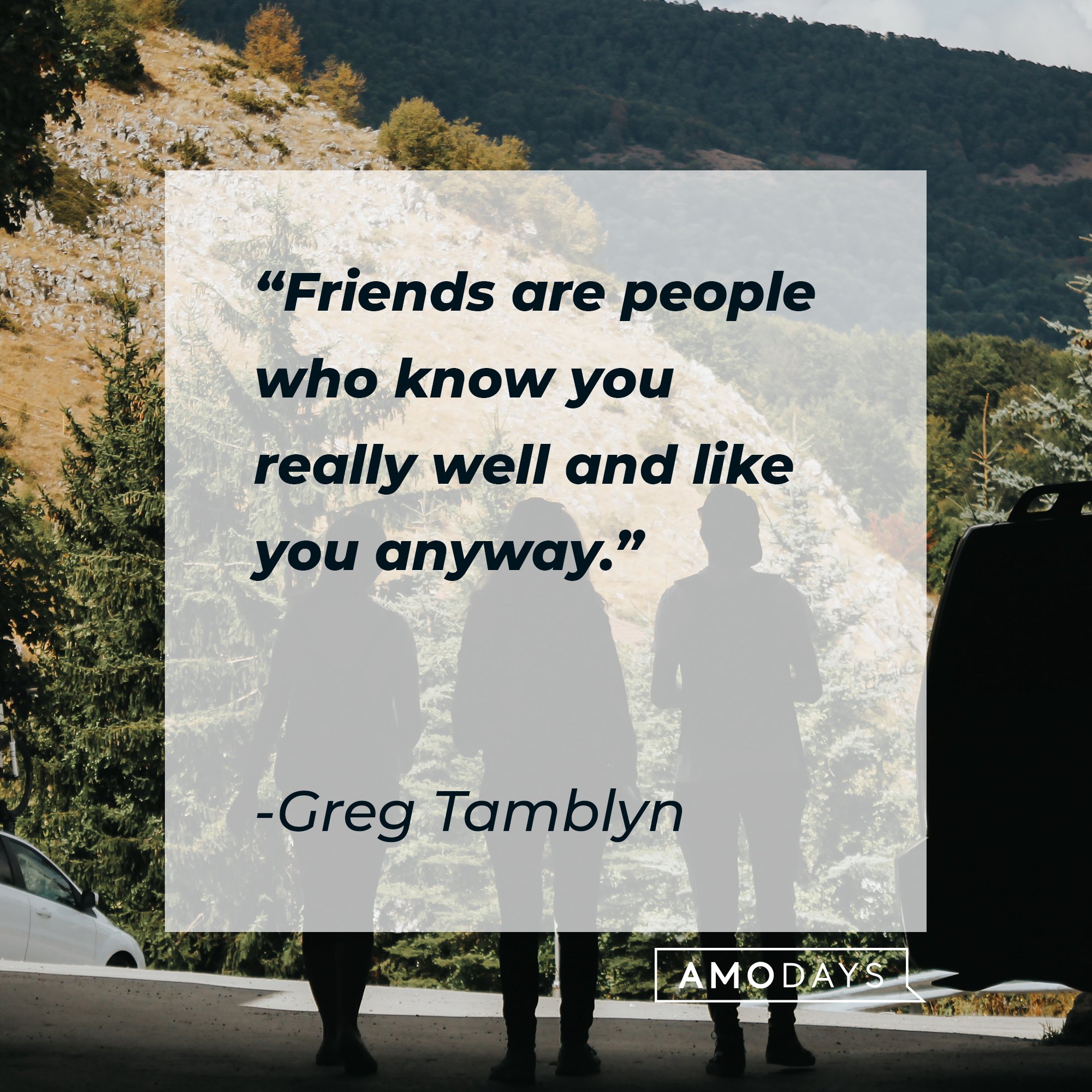Greg Tamblyn’s quote: “Friends are people who know you really well and like you anyway.” | Image: AmoDays