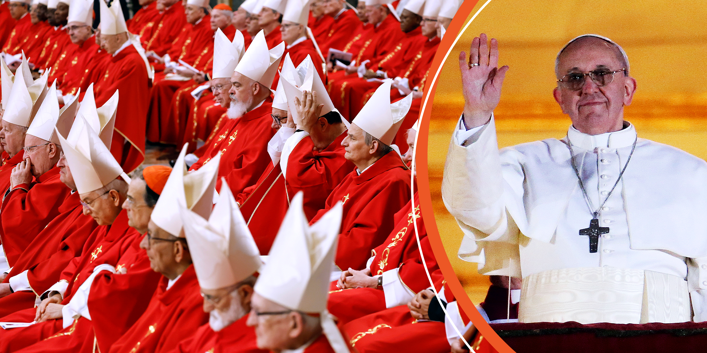 Cardinals at the third Novemdiales mass held for the late Pope Francis, 2025 | Pope Francis, 2013 | Source: Getty Images