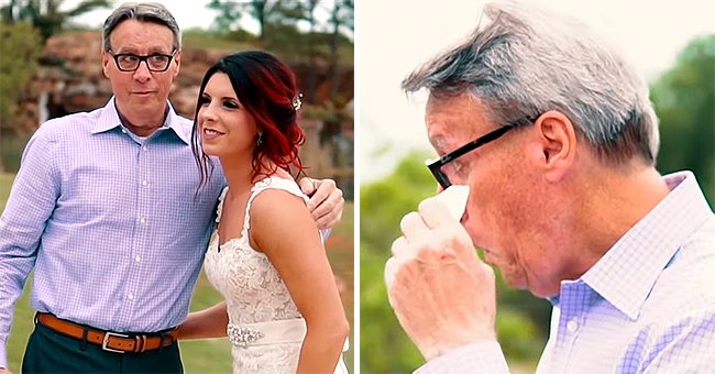 A father and daughter standing with their arms around one another [left]; A father crying [right] | Source:  youtube.com/Megan Roy