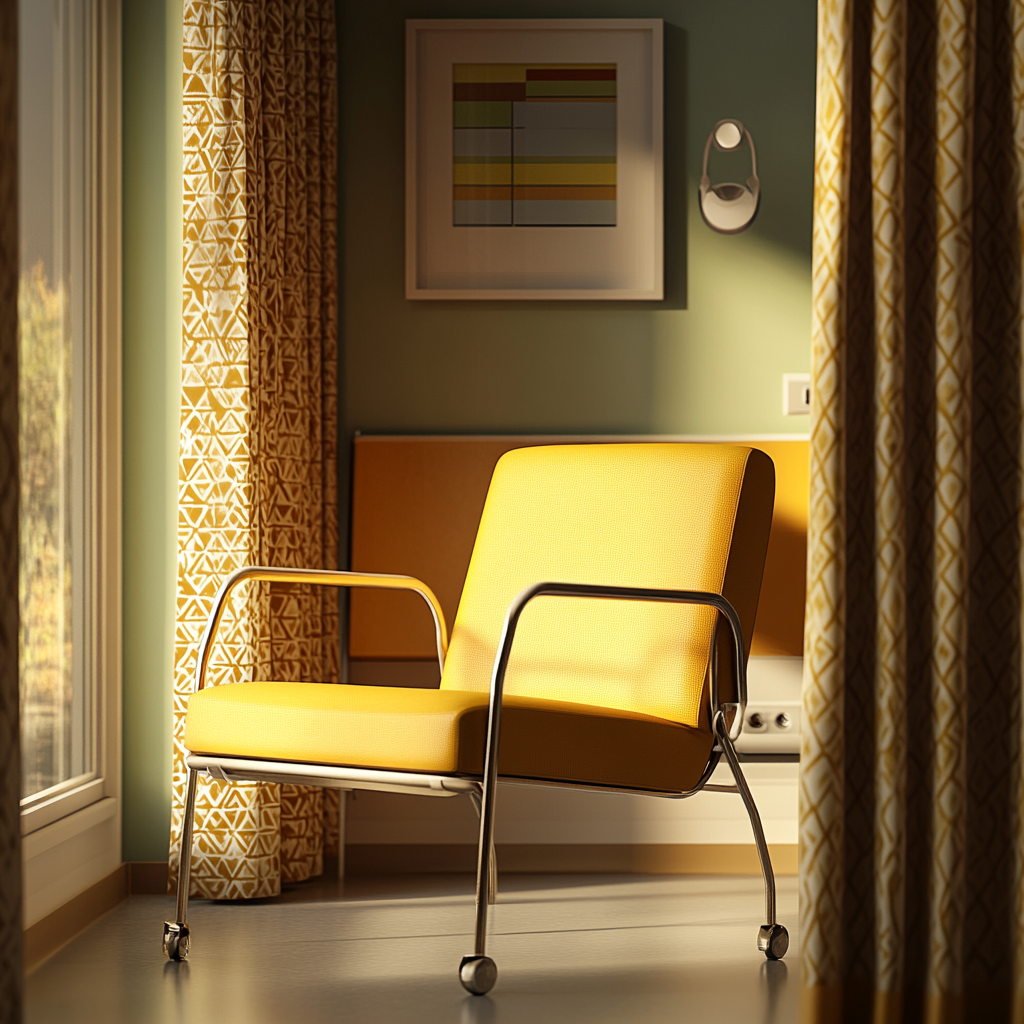 A mustard-yellow chair in a room | Source: Midjourney