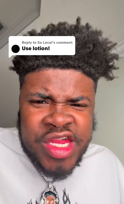 Marquay Collins addressing a netizen's instruction for him to use lotion in his last TikTok video before he died, posted on November 25, 2025. | Source: TikTok/@marquaythegoat
