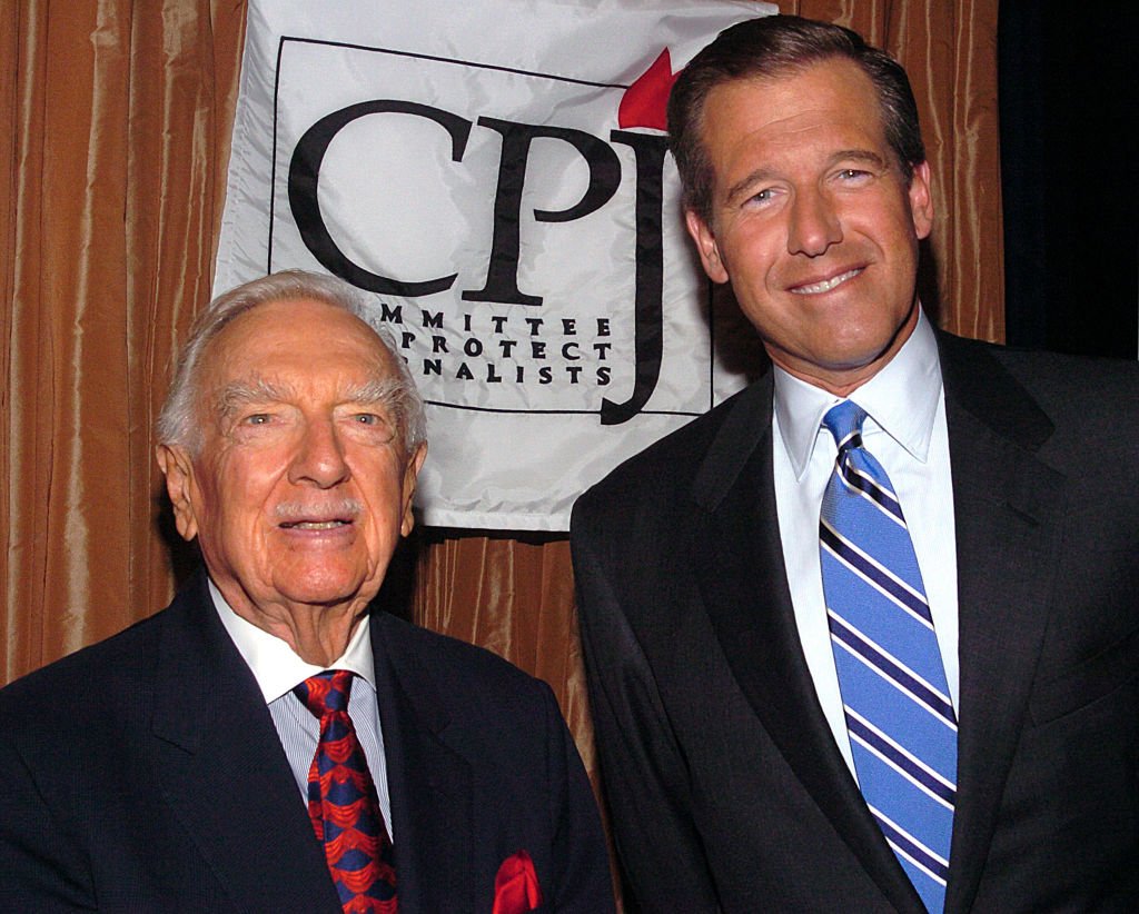Walter Cronkite, CPJ Honorary Chairman, and Brian Williams of NBC News. | Source: Getty Images