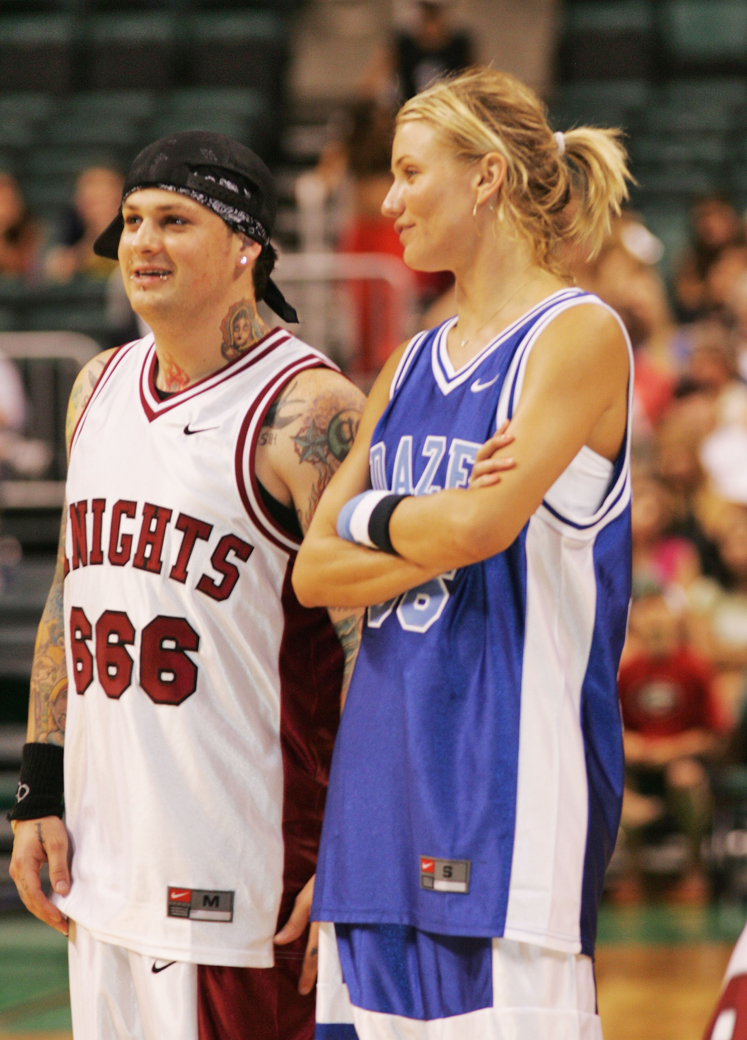 Cameron Diaz and Benji Madden during the NSYNC Challenge For The Children Celebrity Basketball Game at Office Depot Center in Sunrise, Florida on July 25, 2004. | Source: Getty Images