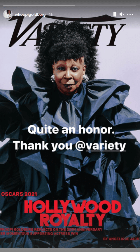 Whoopi Goldberg thanks Variety for her feature on the front cover of the magazine. | Photo: Instagram/whoopigoldberg