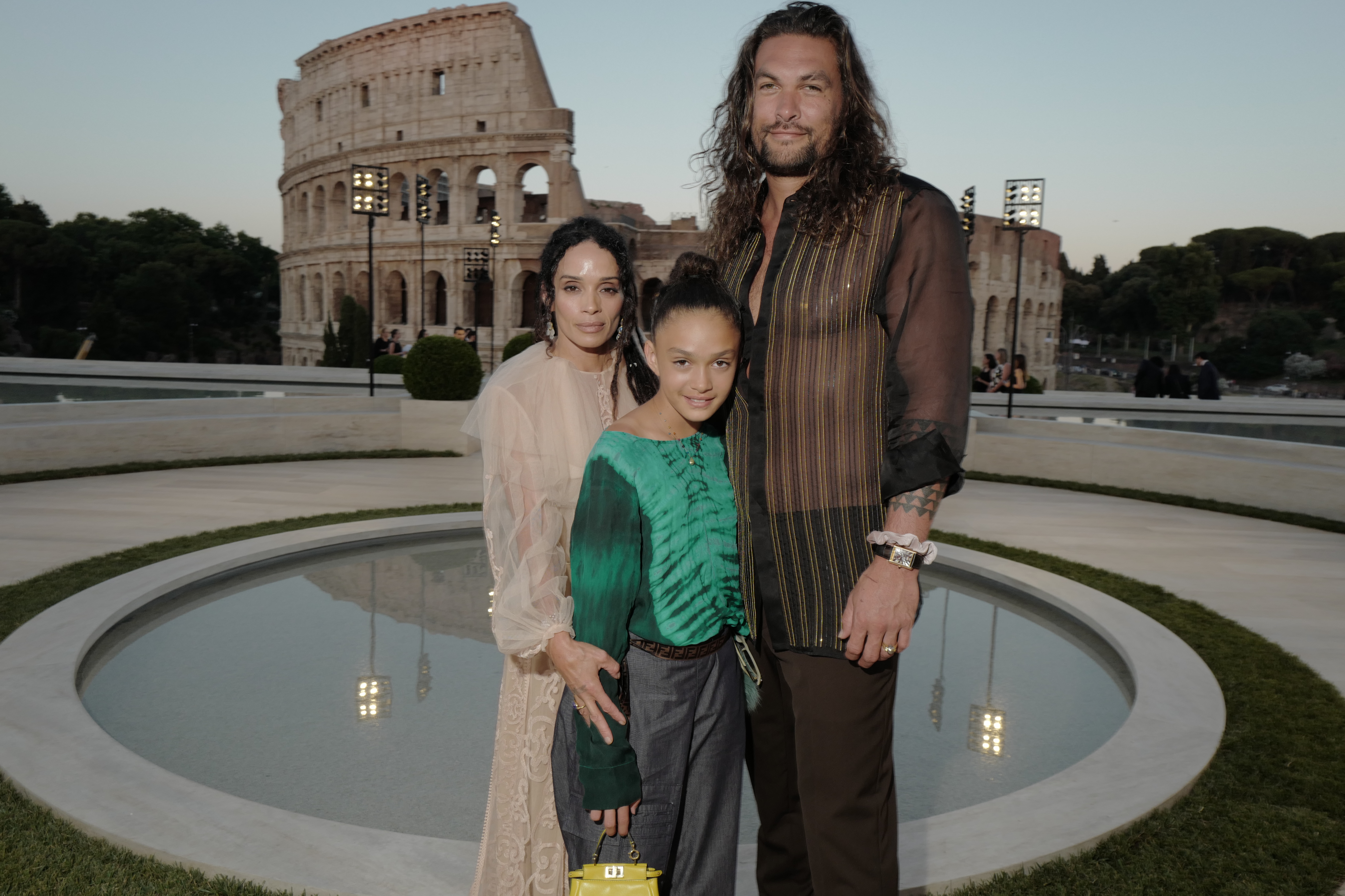 Jason Momoa, Lisa Bonet and Lola Momoa in Rome, Italy on July 04, 2019 | Source: Getty Images