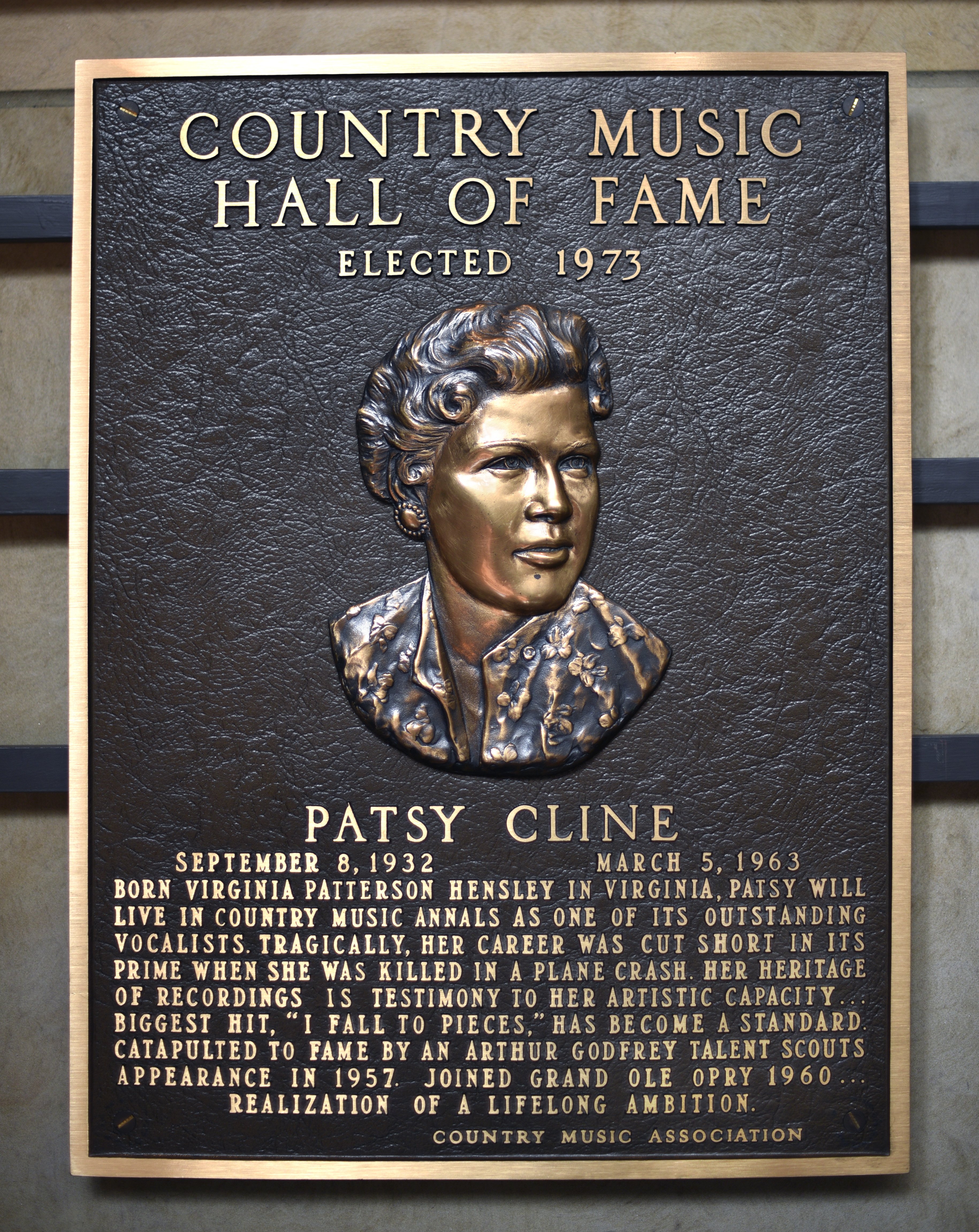 A bronze plaque at the Country Music Hall of Fame and Museum in Nashville, Tennessee taken on September 2, 2019 | Source: Getty Images