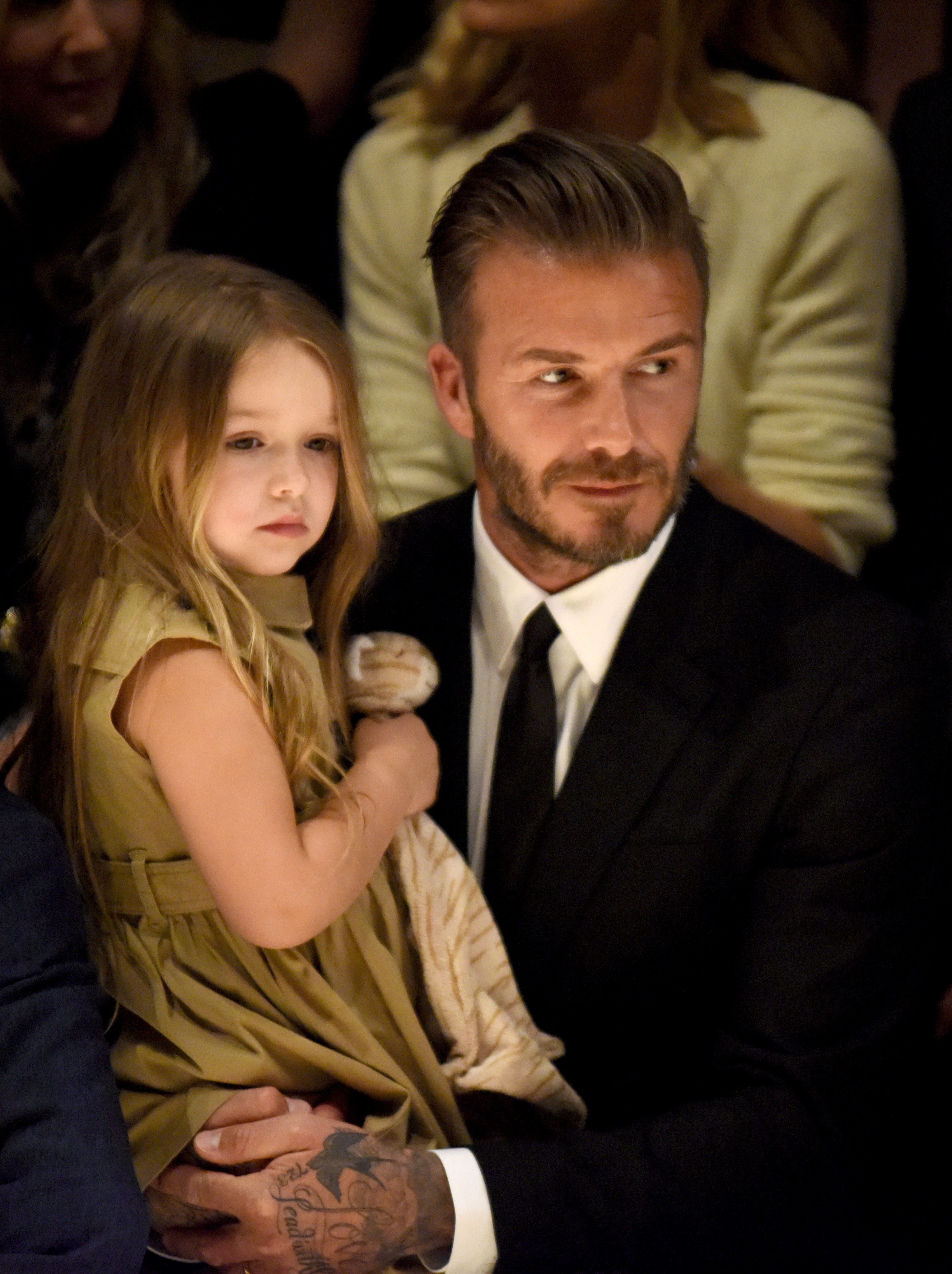 Harper Beckham and David Beckham at the Burberry "London in Los Angeles" event at Griffith Observatory on April 16, 2015 in Los Angeles, California. | Source: Getty Images