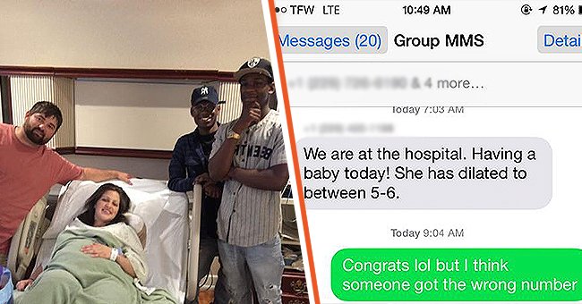 [Left] Mark and Lindsey pictured with Dennis and Deorick in the hospital. [Right] The text conversation between Teresa and Dennis. | Photo: facebook.com/deorick.williams | facebook.com/lindsey.hand.94 