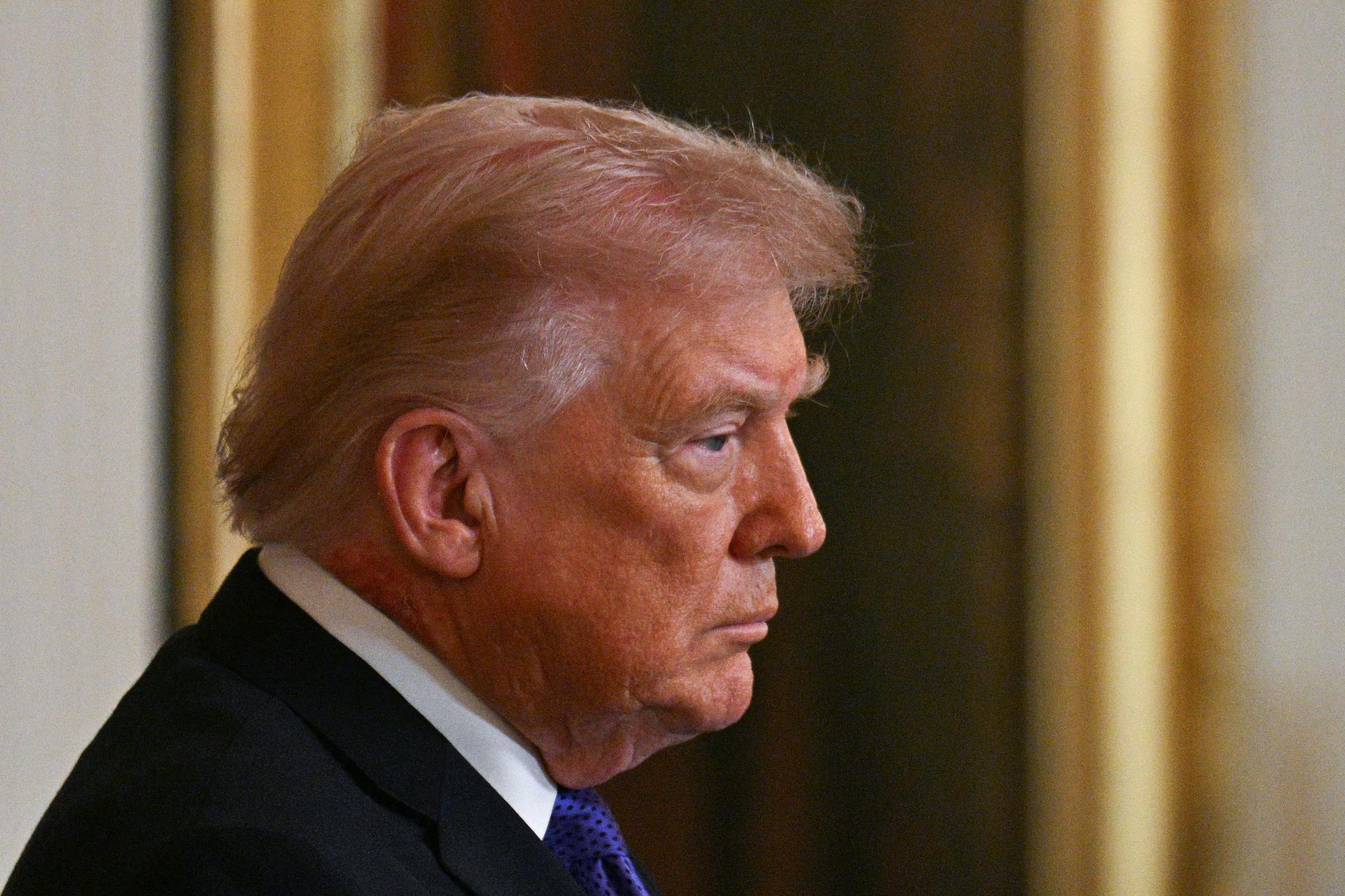 Donald Trump looks on during a Medal of Honor ceremony in the East Room of the White House on March 2, 2026, in Washington, DC | Source: Getty Images