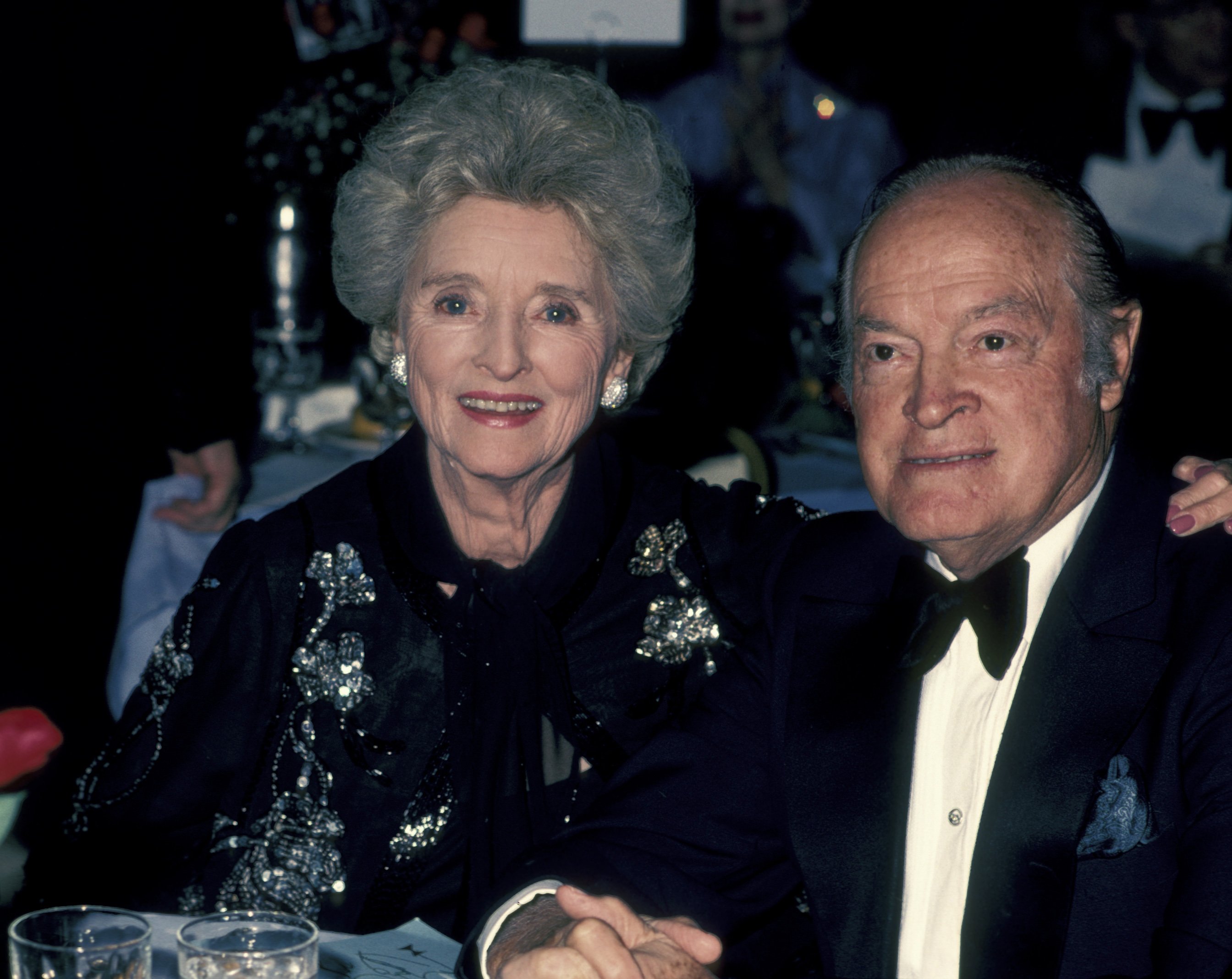 Bob Hope and Dolores Hope being honored by St. Joseph Medical Center Guild on March 18, 1983 | Source: Getty Images
